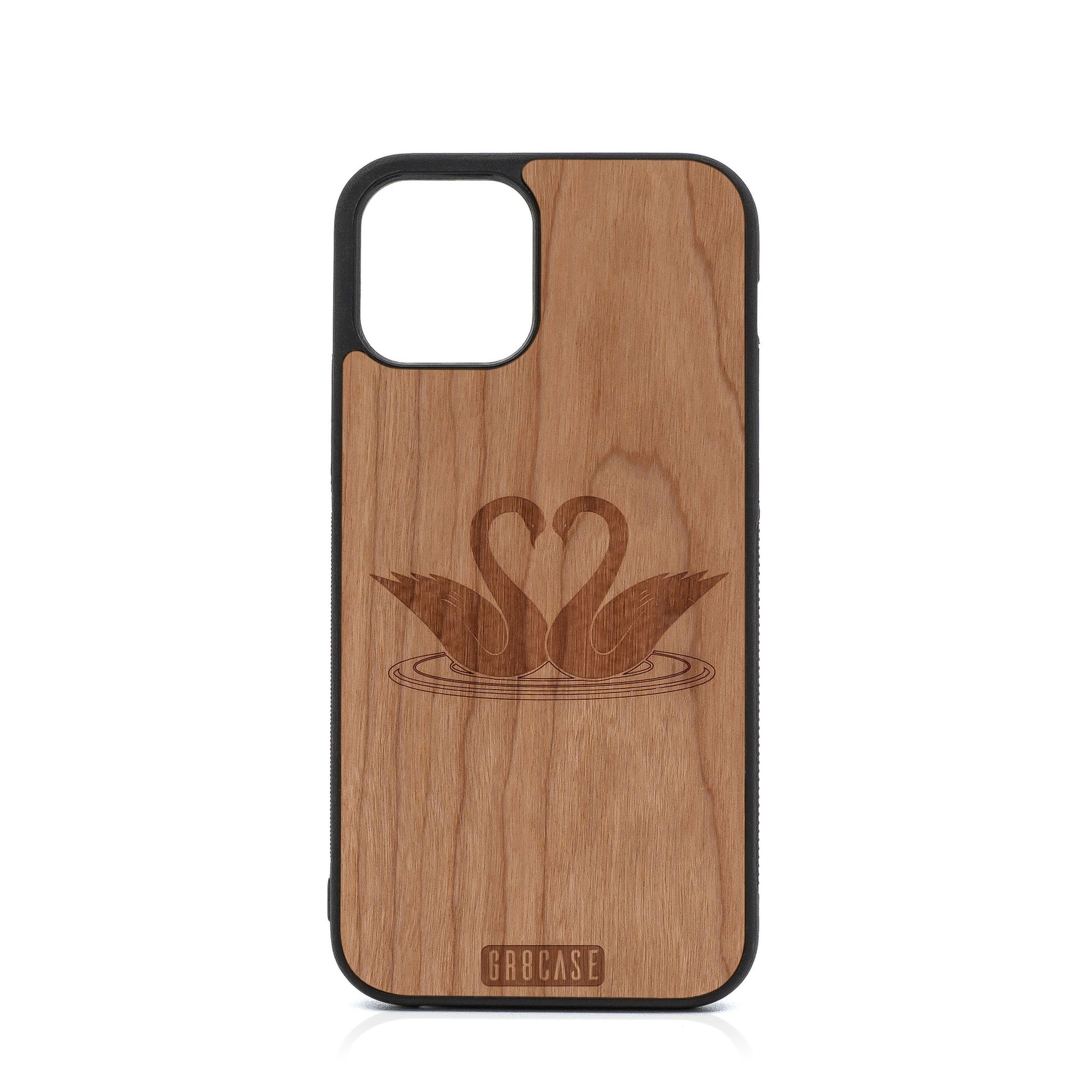 Swans Design Wood Case For iPhone 12