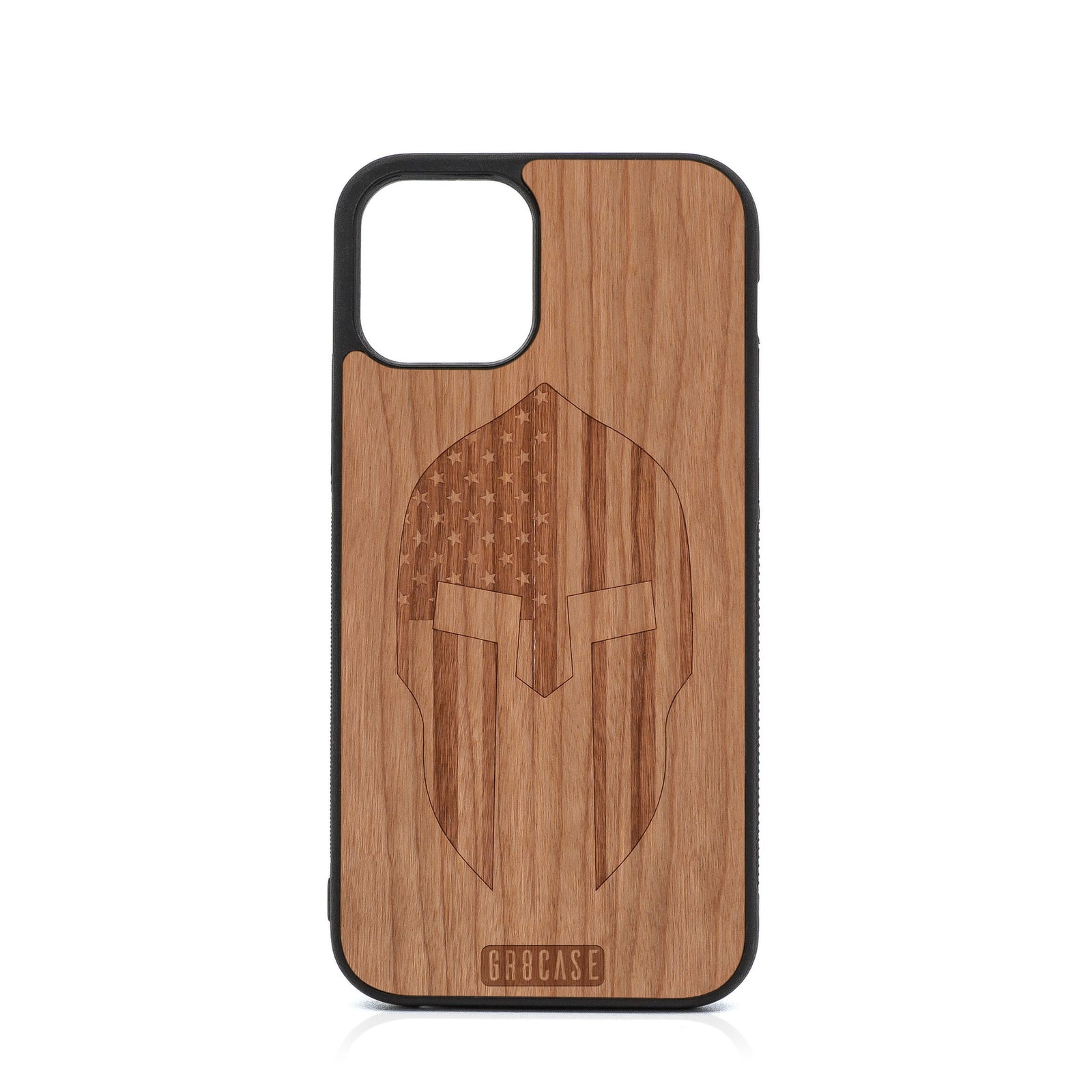 USA Spartan Helmet Design Wood Case For iPhone 12 Pro