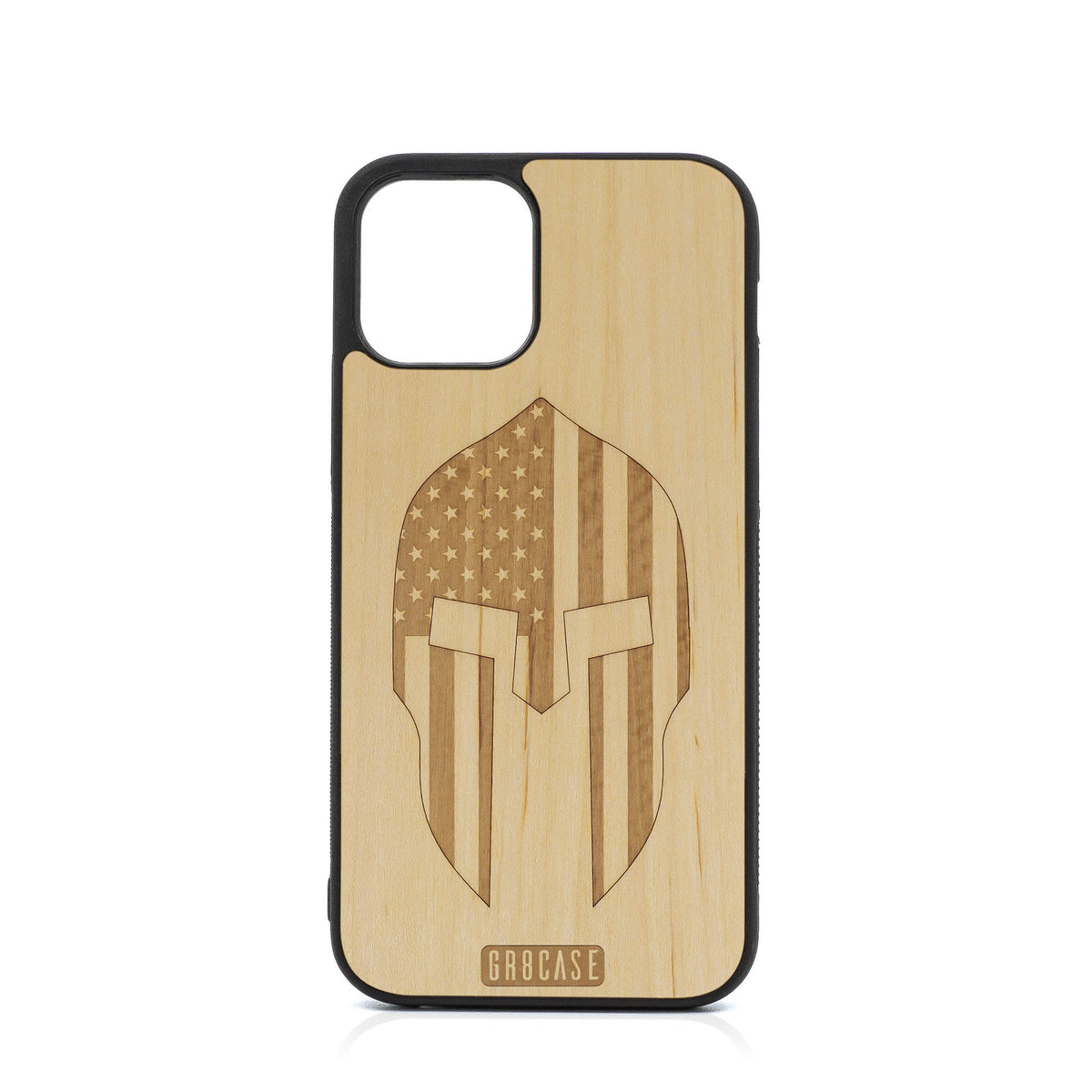 USA Spartan Helmet Design Wood Case For iPhone 12 Pro