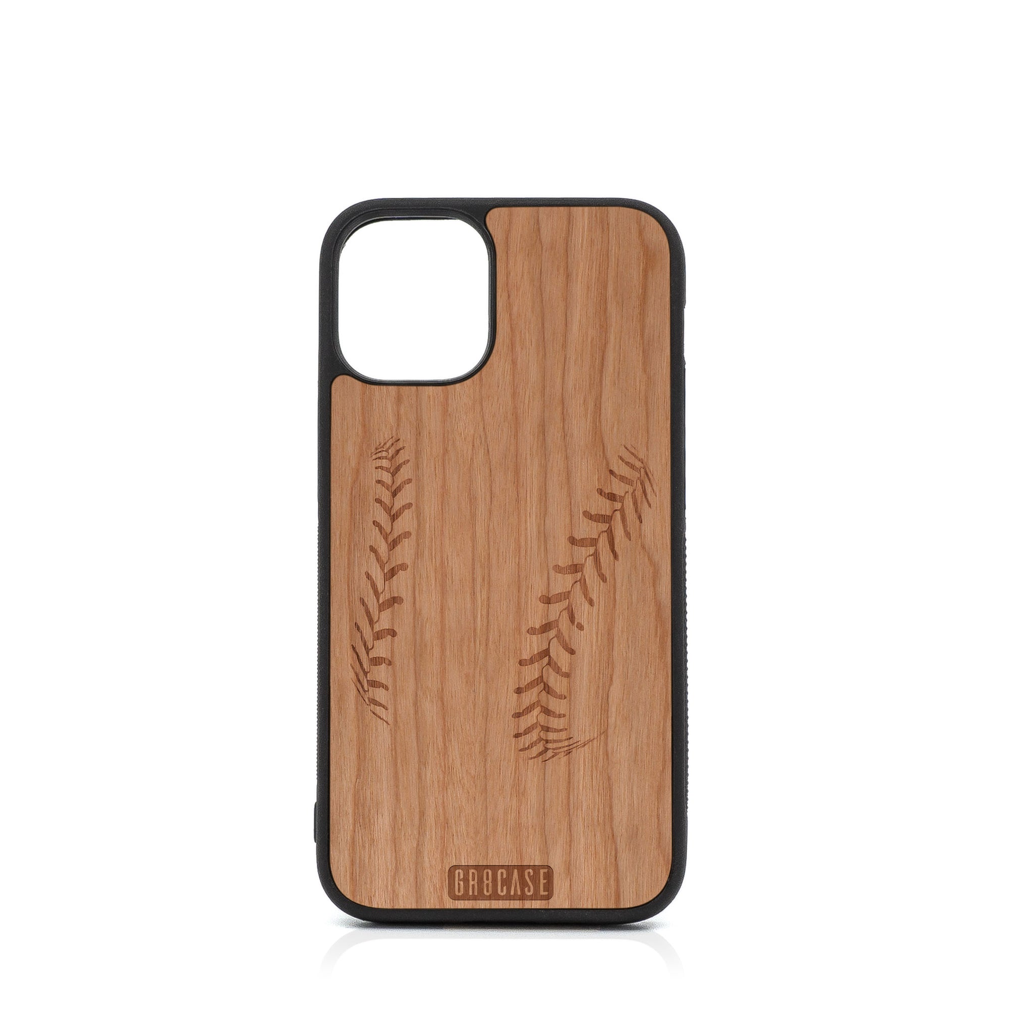 Baseball Stitches Design Wood Case For iPhone 12 Mini