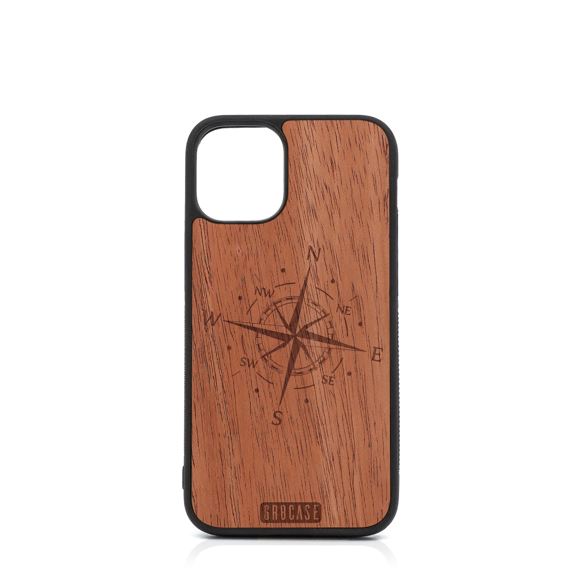 Compass Design Wood Case For iPhone 12 Mini