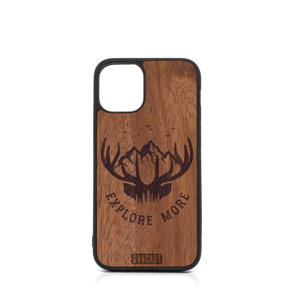 Explore More (Mountain &amp; Antlers) Design Wood Case For iPhone 12 Mini
