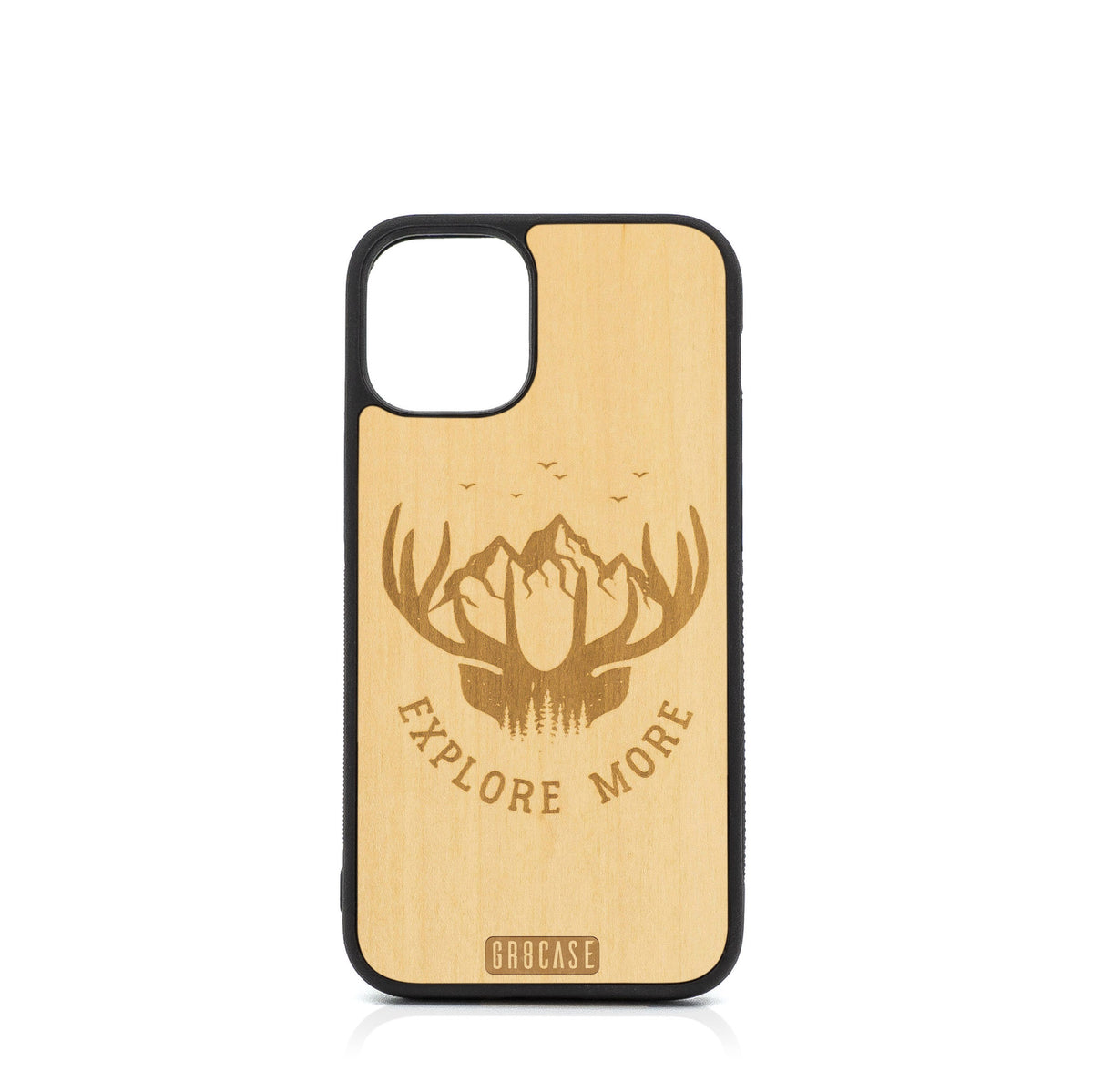 Explore More (Mountain &amp; Antlers) Design Wood Case For iPhone 12 Mini