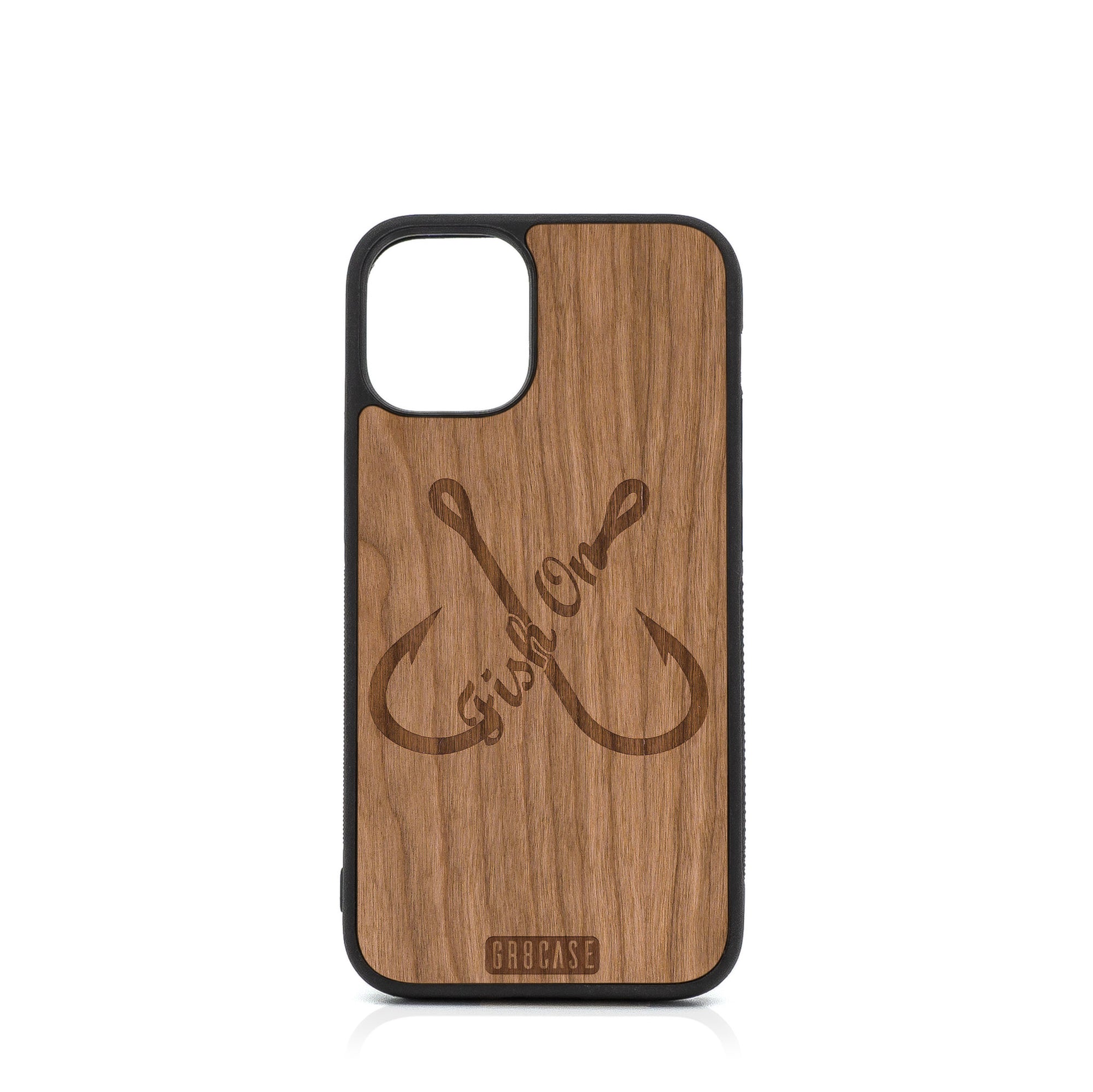 Fish On (Fish Hooks) Design Wood Case For iPhone 12 Mini