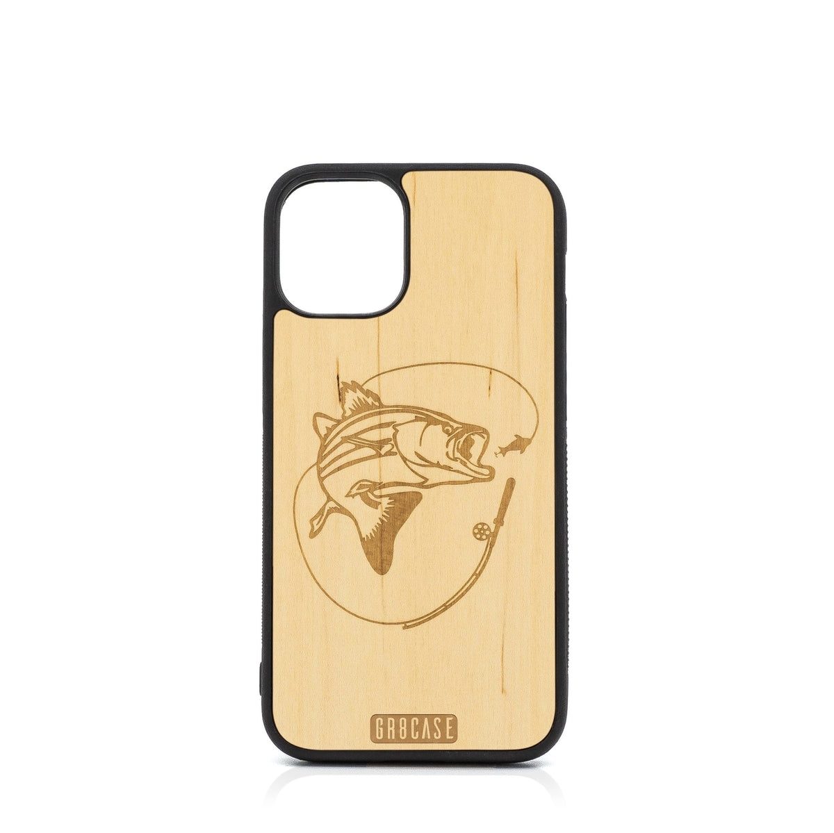 Fish and Reel Design Wood Case For iPhone 12 Mini