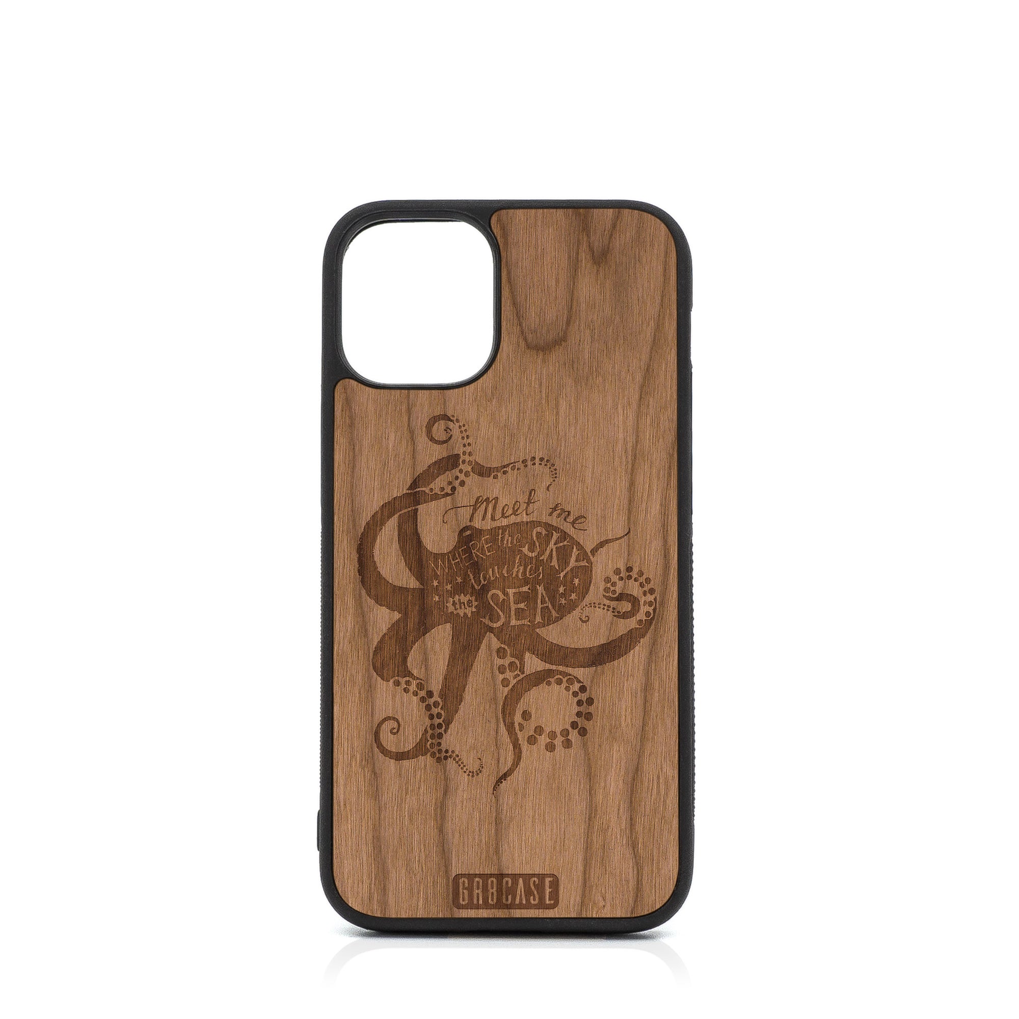 Meet Me Where The Sky Touches The Sea (Octopus) Design Wood Case For iPhone 12 Mini