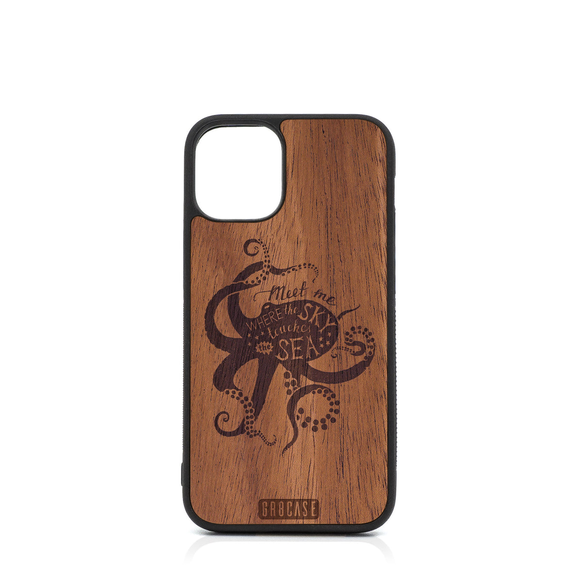 Meet Me Where The Sky Touches The Sea (Octopus) Design Wood Case For iPhone 12 Mini