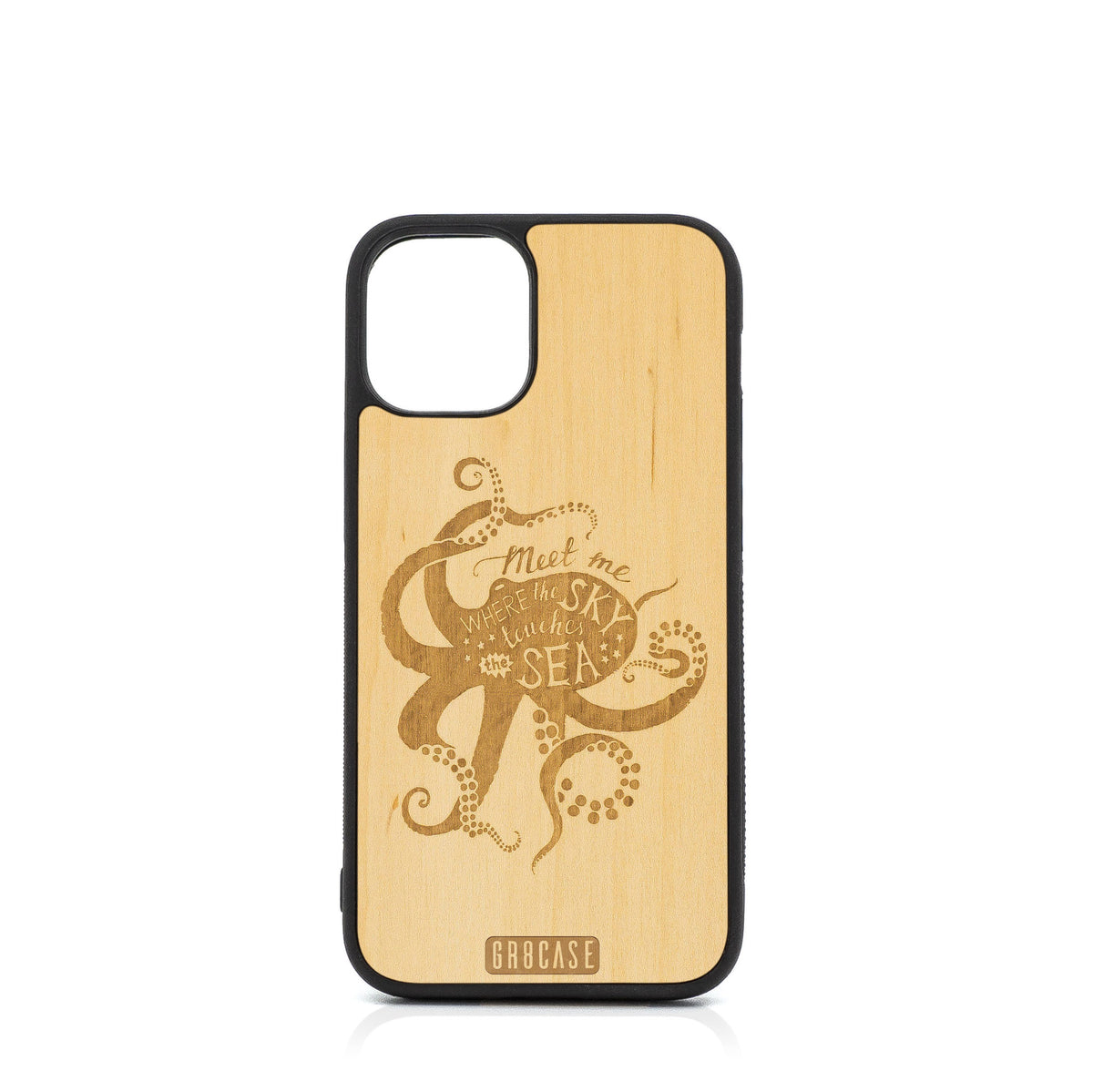 Meet Me Where The Sky Touches The Sea (Octopus) Design Wood Case For iPhone 12 Mini