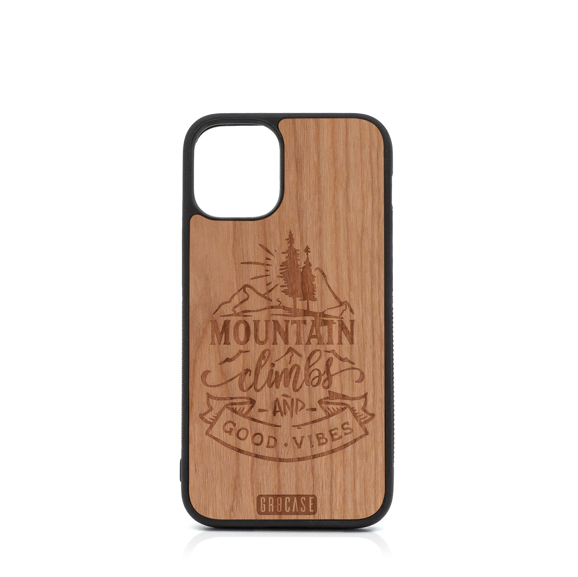 Mountain Climbs And Good Vibes Design Wood Case For iPhone 12 Mini