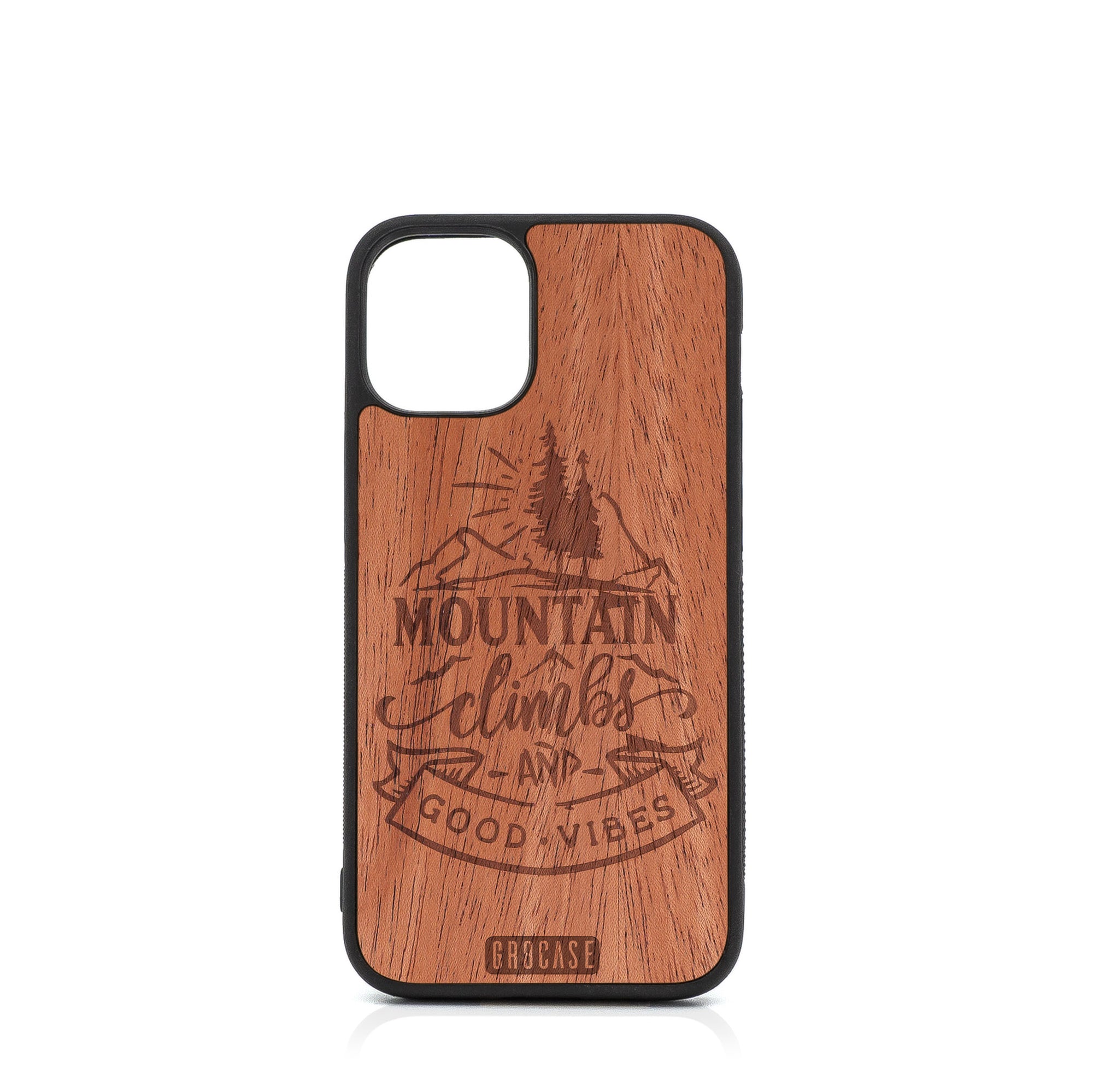 Mountain Climbs And Good Vibes Design Wood Case For iPhone 12 Mini