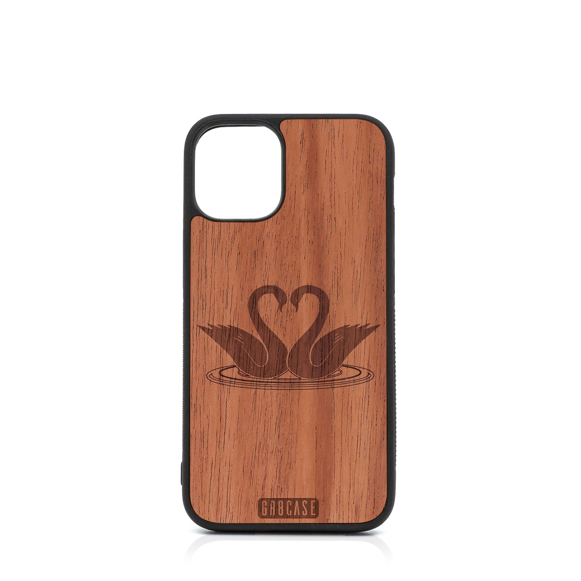 Swans Design Wood Case For iPhone 12 Mini