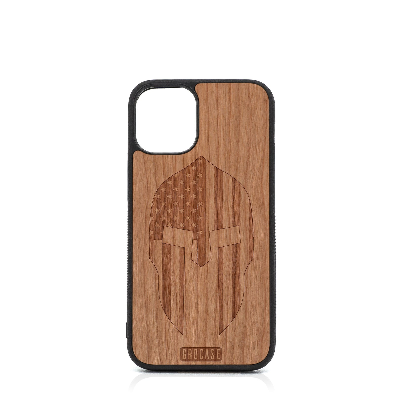 USA Spartan Helmet Design Wood Case For iPhone 12 Mini
