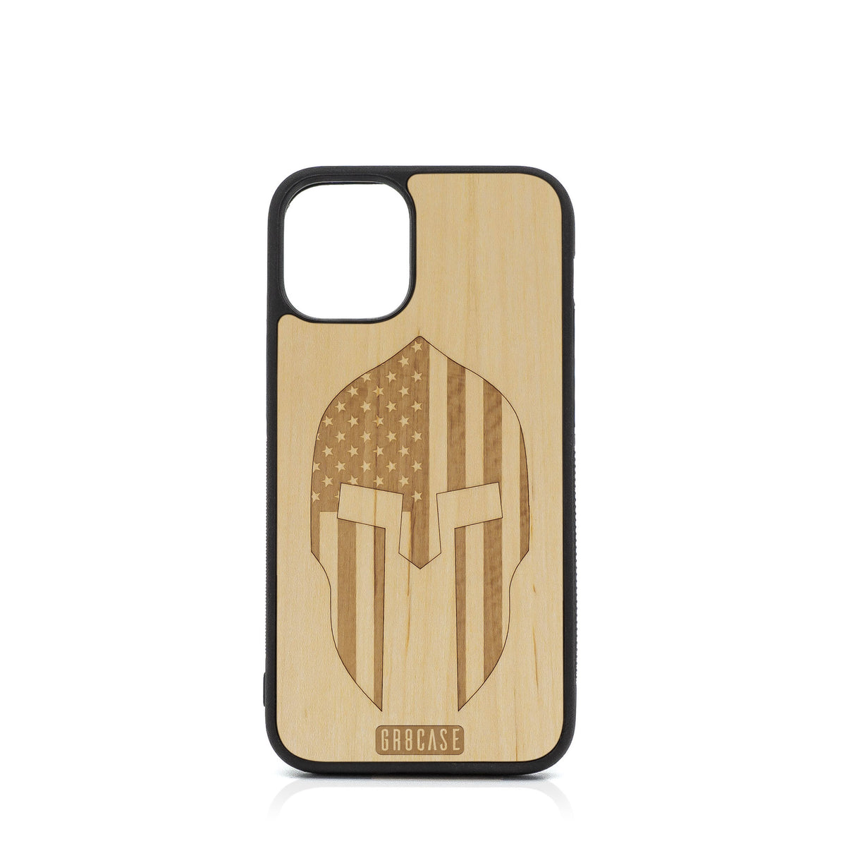 USA Spartan Helmet Design Wood Case For iPhone 12 Mini
