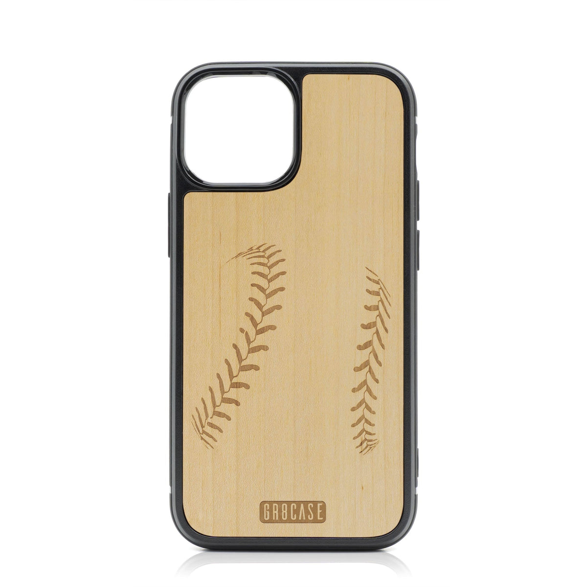 Baseball Stitches Design Wood Case For iPhone 14 Plus