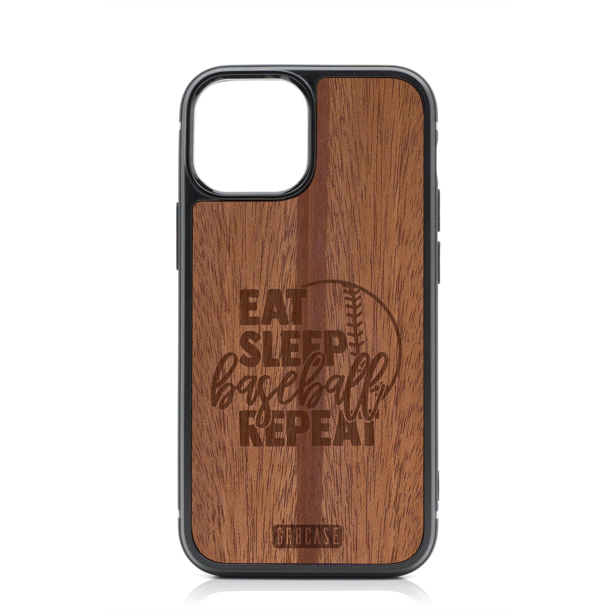 Eat Sleep Baseball Repeat Design Wood Case For iPhone 13 Mini