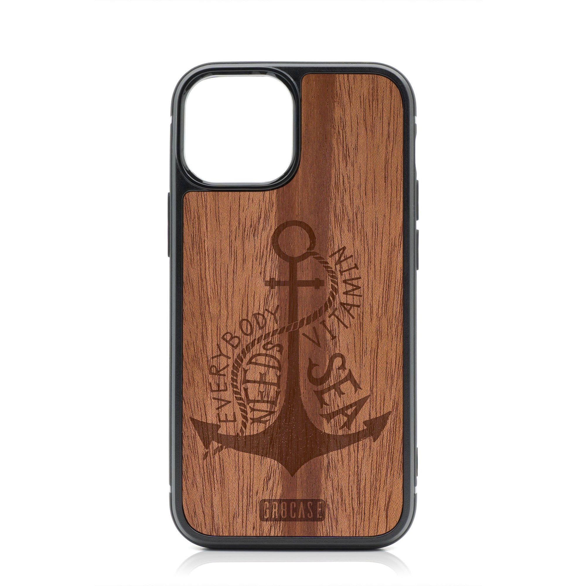 Everybody Needs Vitamin Sea (Anchor) Design Wood Case For iPhone 13 Mini