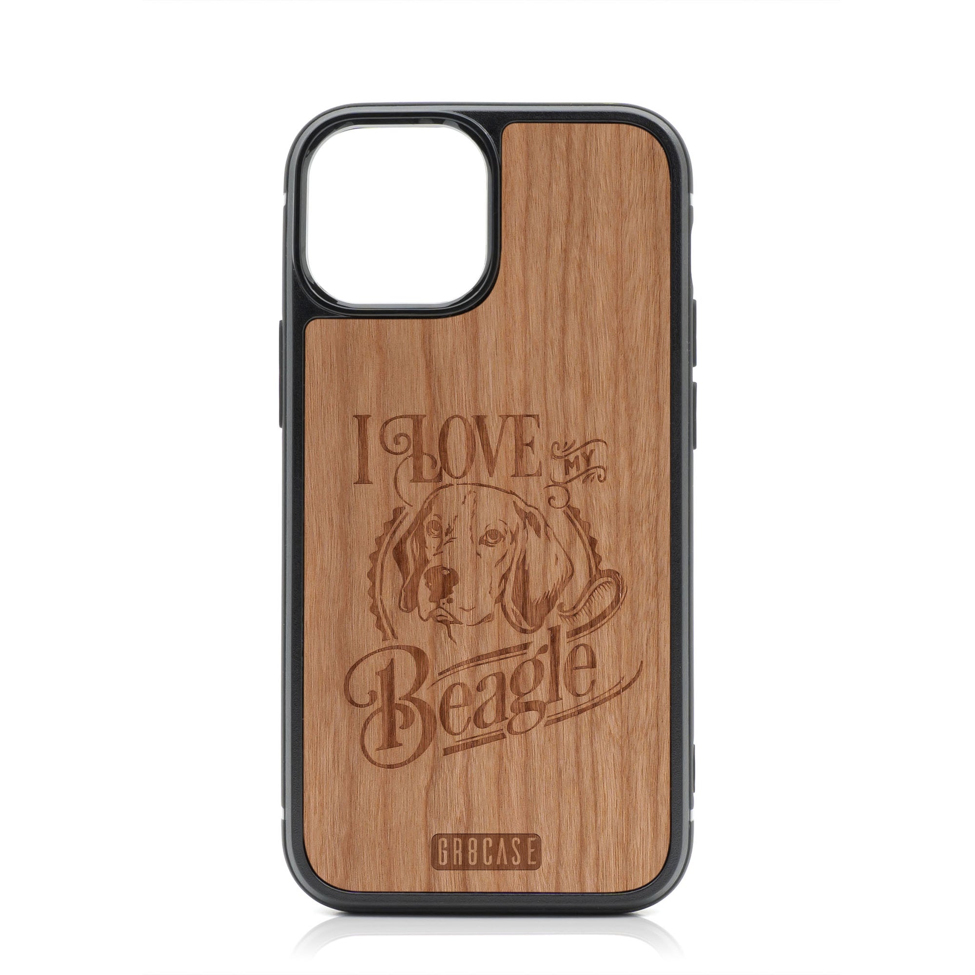 I Love My Beagle Design Wood Case For iPhone 13 Mini