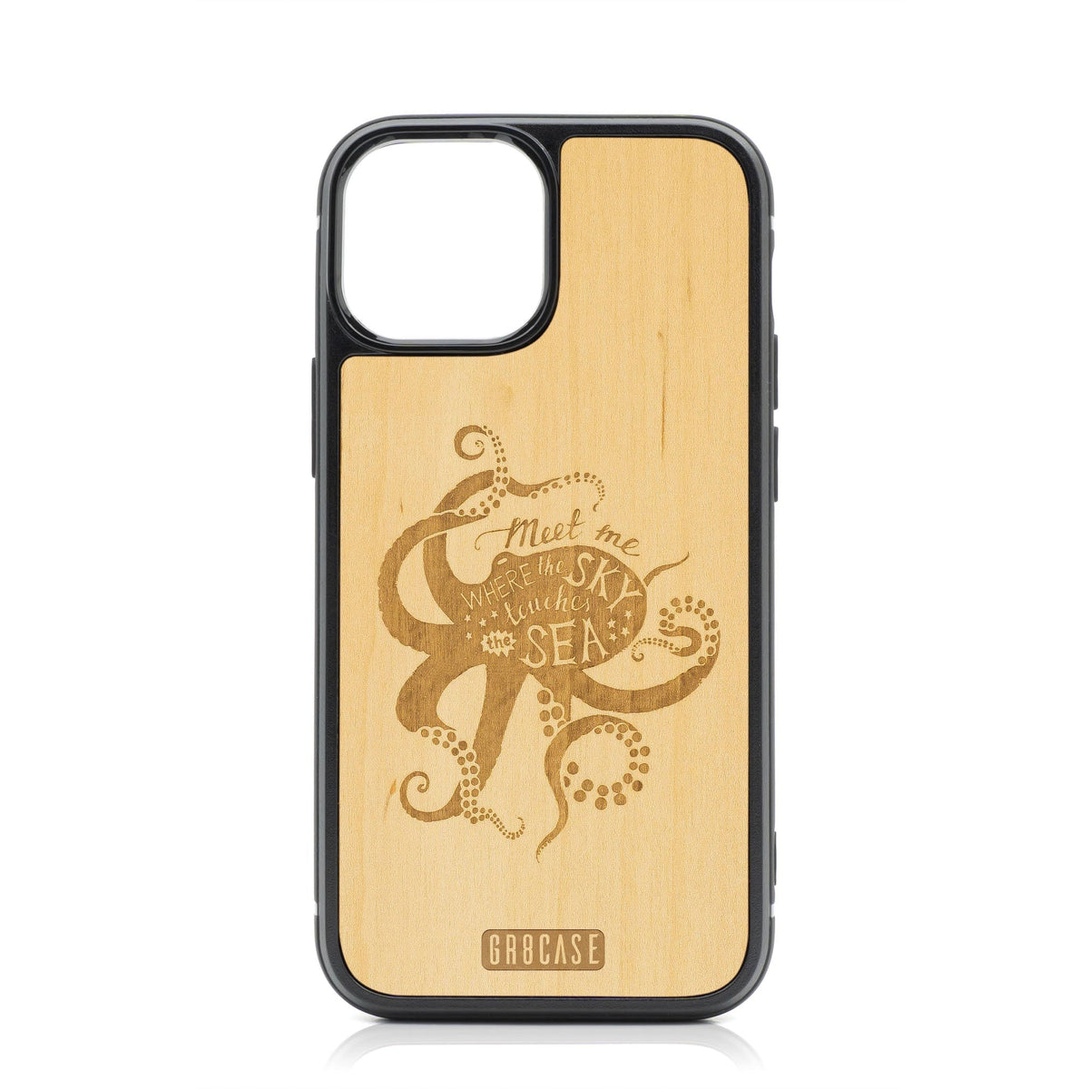 Meet Me Where The Sky Touches The Sea (Octopus) Design Wood Case For iPhone 14 Plus