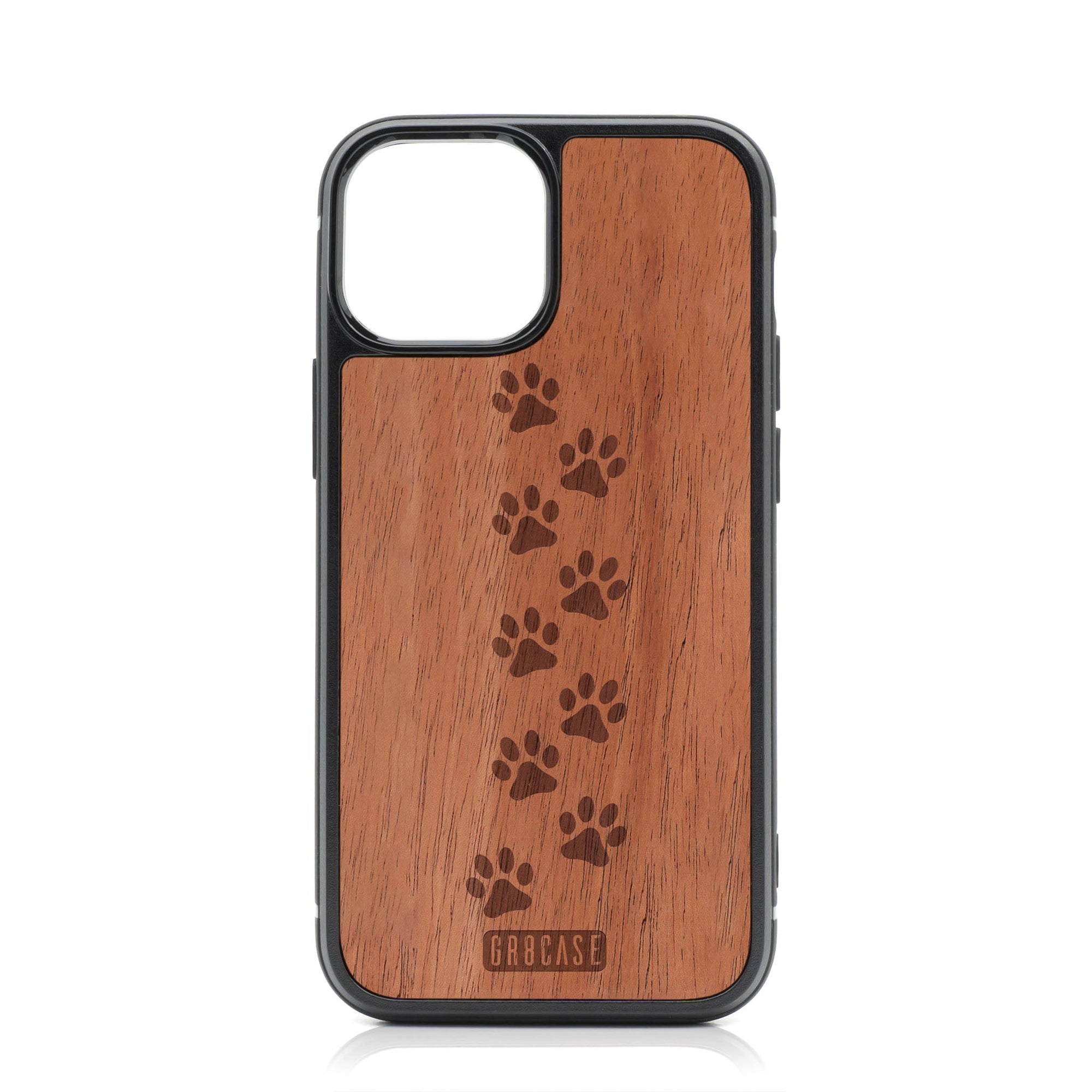 Paw Prints Design Wood Case For iPhone 14 Plus