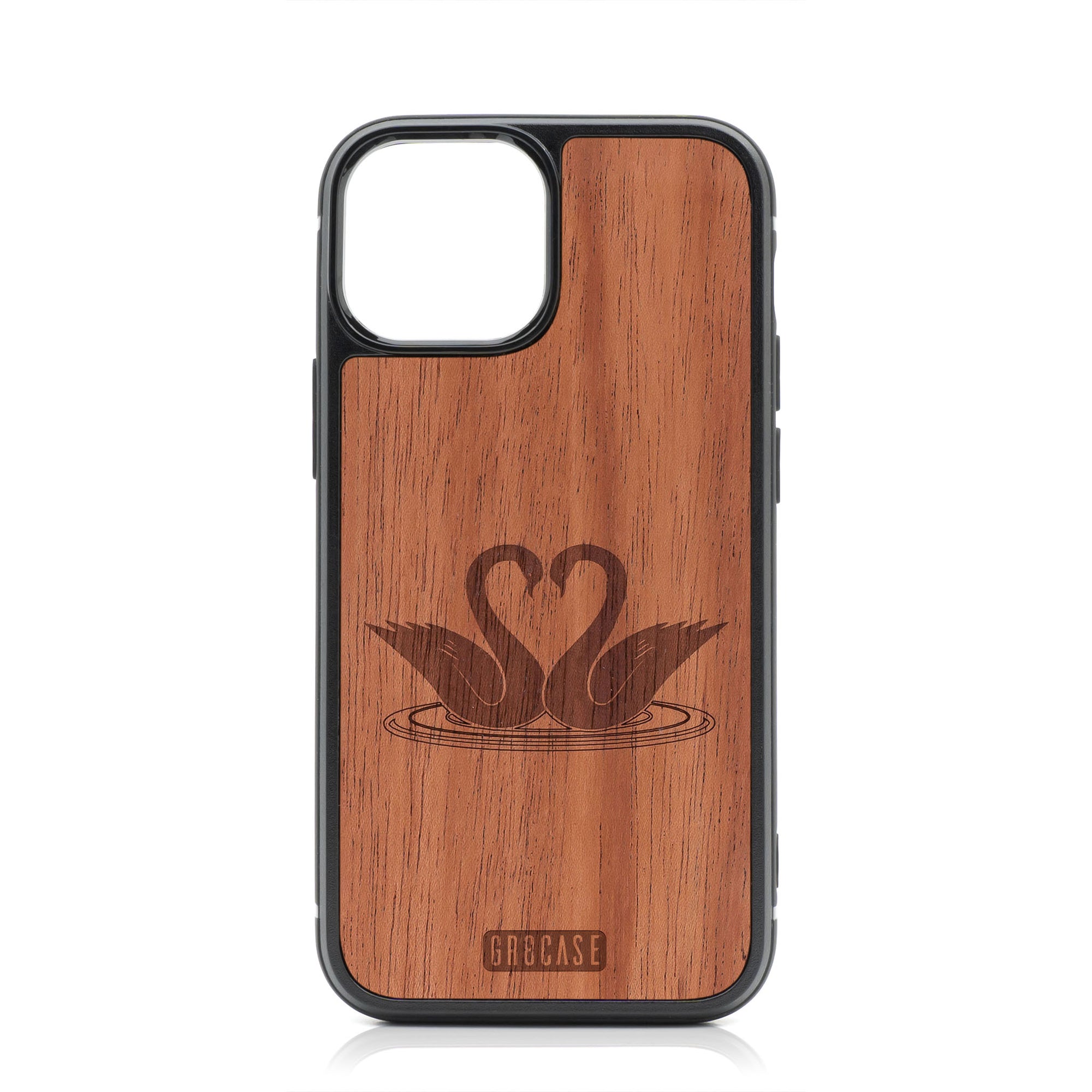 Swans Design Wood Case For iPhone 13 Mini