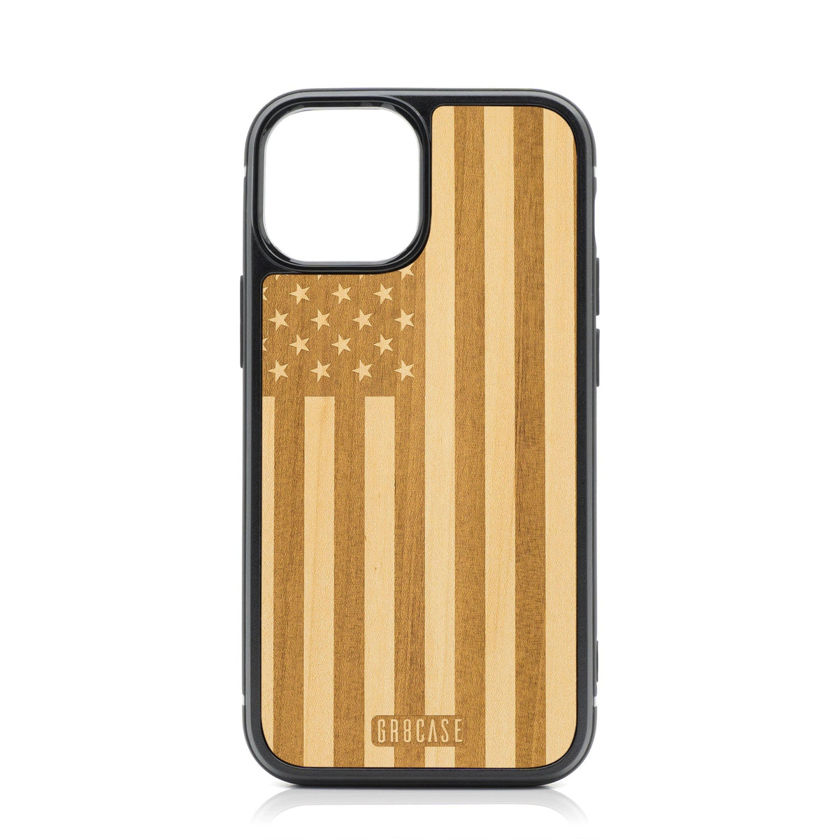 USA Flag Design Wood Case For iPhone 15 Plus