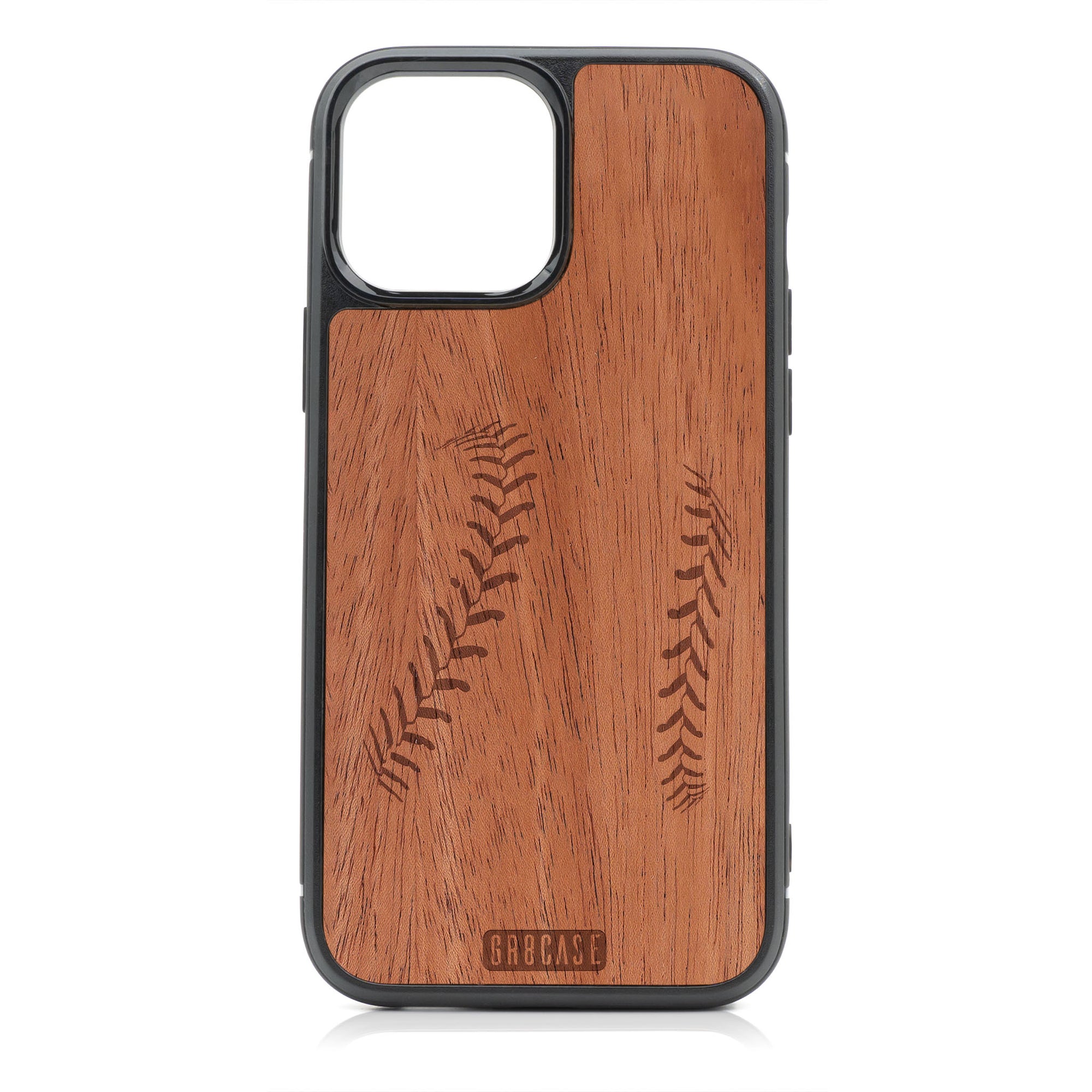 Baseball Stitches Design Wood Case For iPhone 13 Pro Max