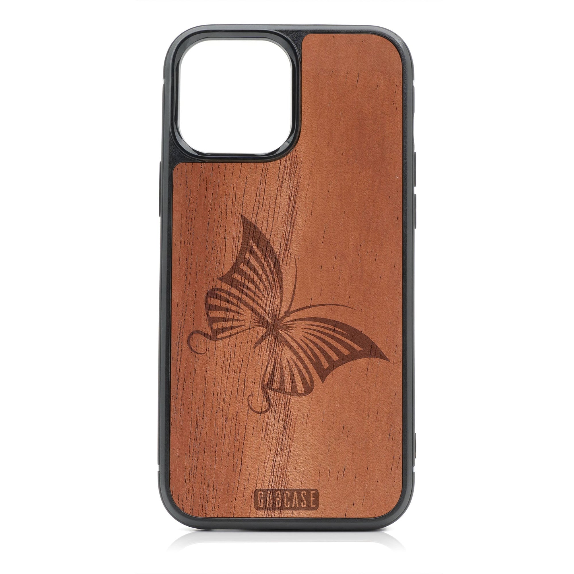 Butterfly Design Wood Case For iPhone 15 Pro Max