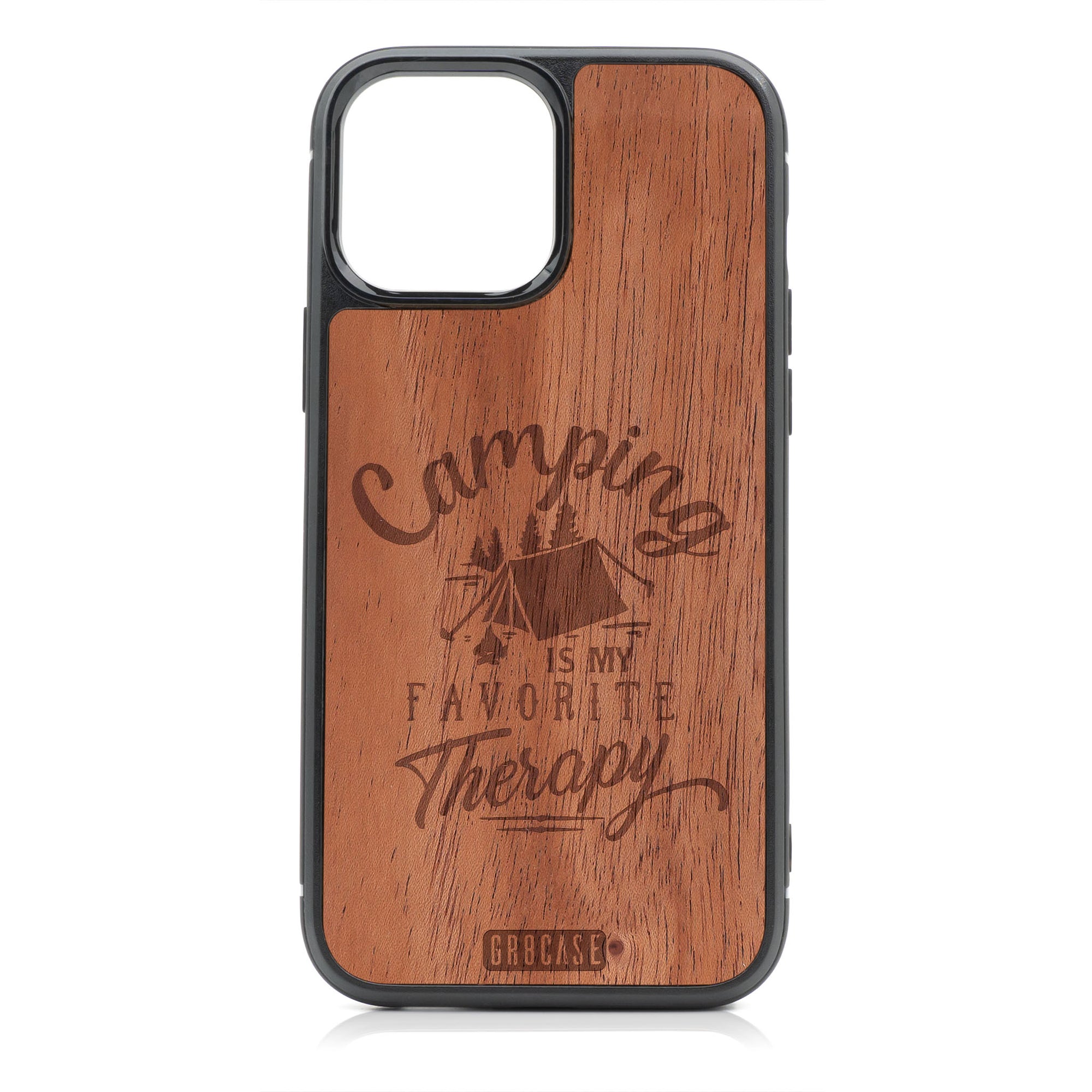 Camping Is My Favorite Therapy Design Wood Case For iPhone 13 Pro Max