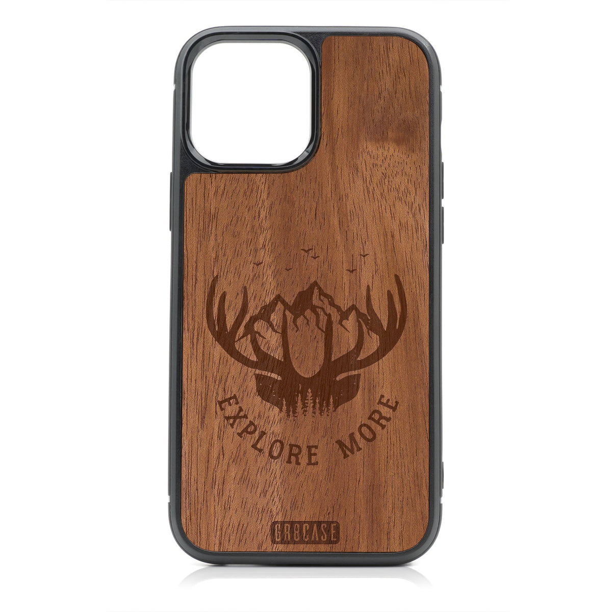 Explore More (Forest, Mountain &amp; Antlers) Design Wood Case For iPhone 14 Pro Max
