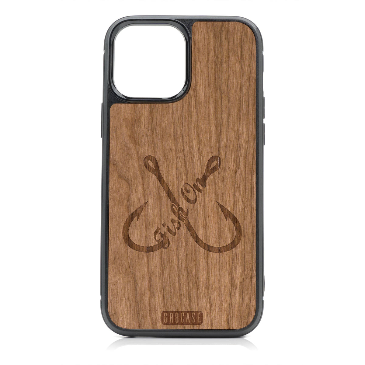 Fish On (Fish Hooks) Design Wood Case For iPhone 15 Pro Max
