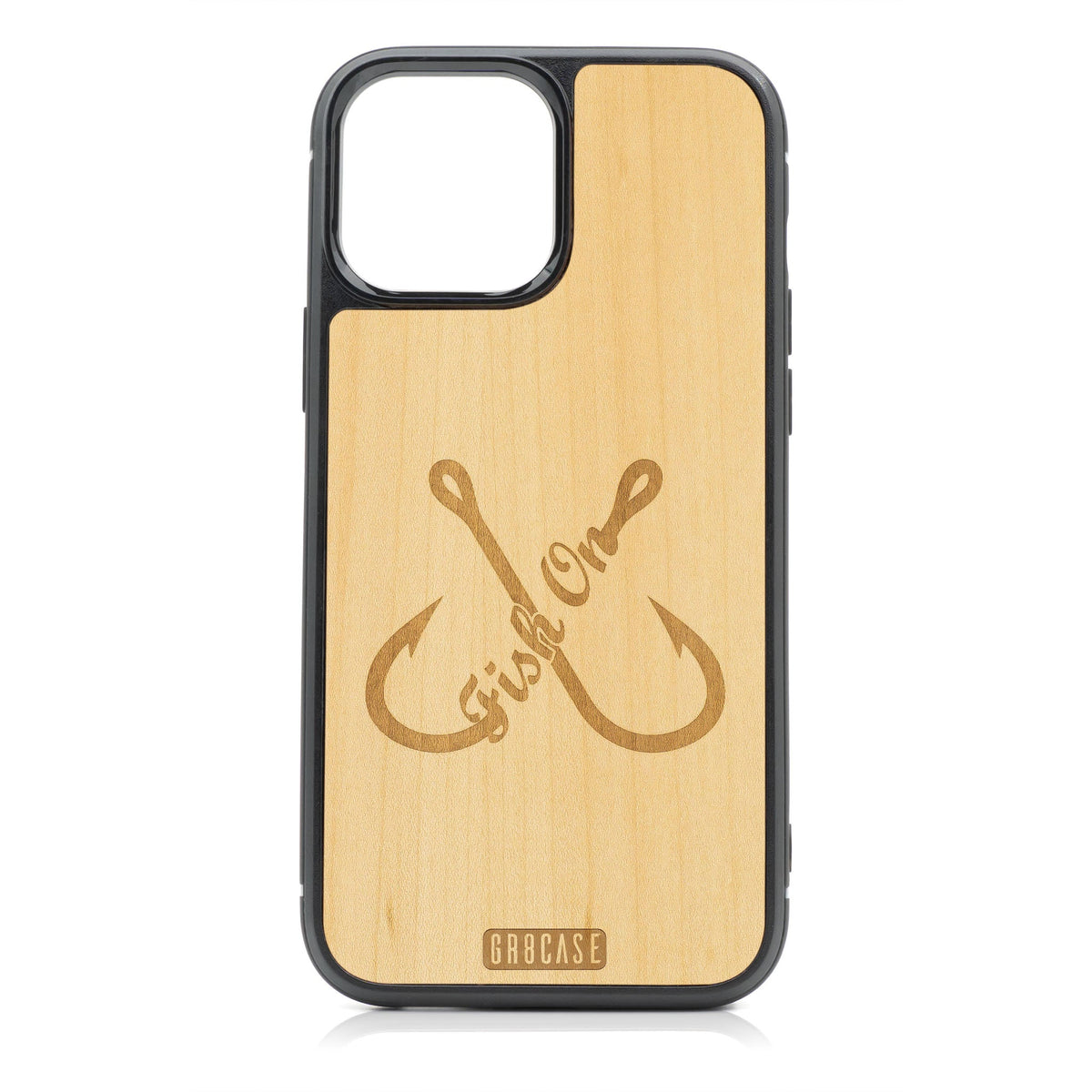 Fish On (Fish Hooks) Design Wood Case For iPhone 14 Pro Max