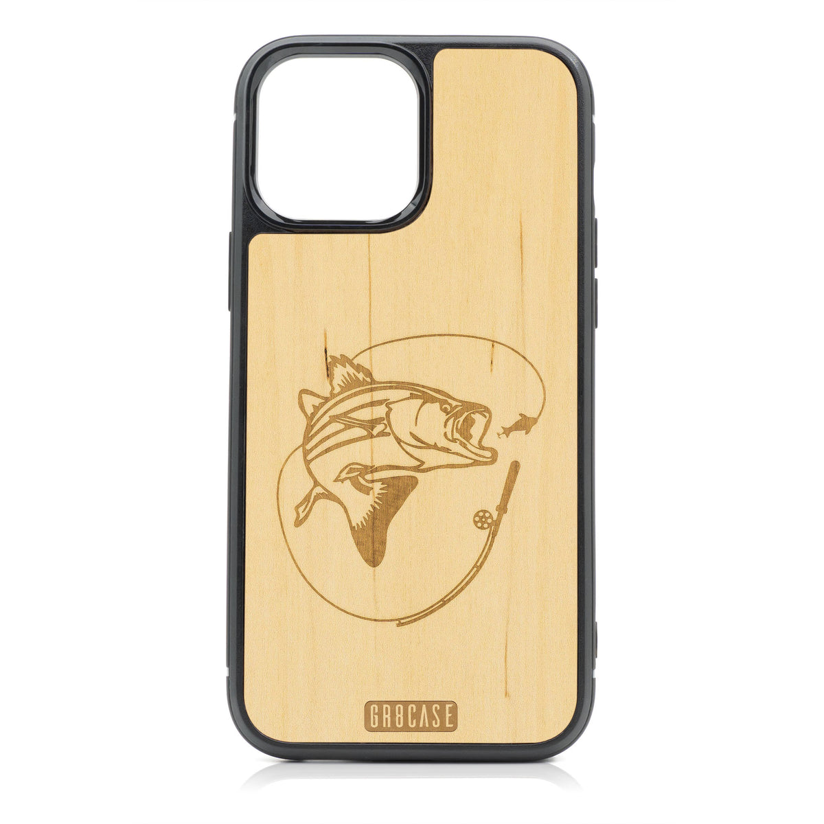 Fish and Reel Design Wood Case For iPhone 13 Pro Max