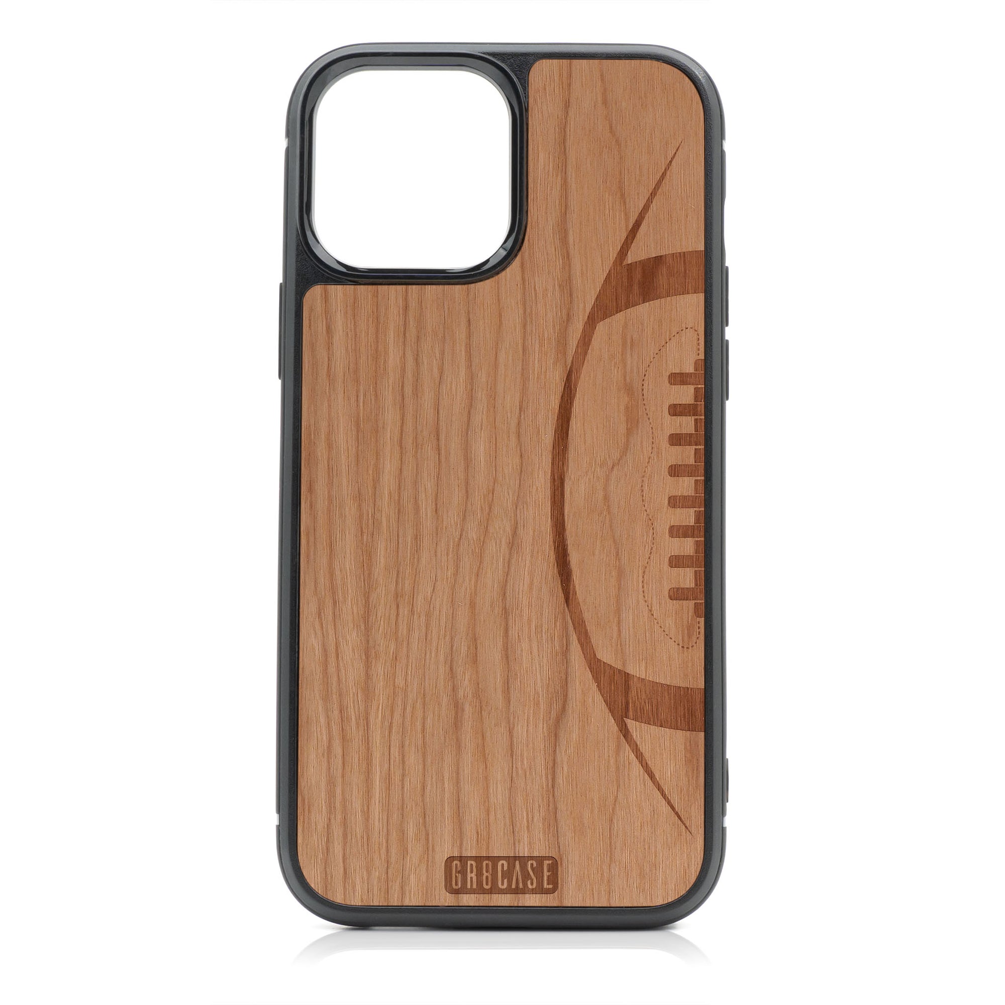 Football Design Wood Case For iPhone 13 Pro Max