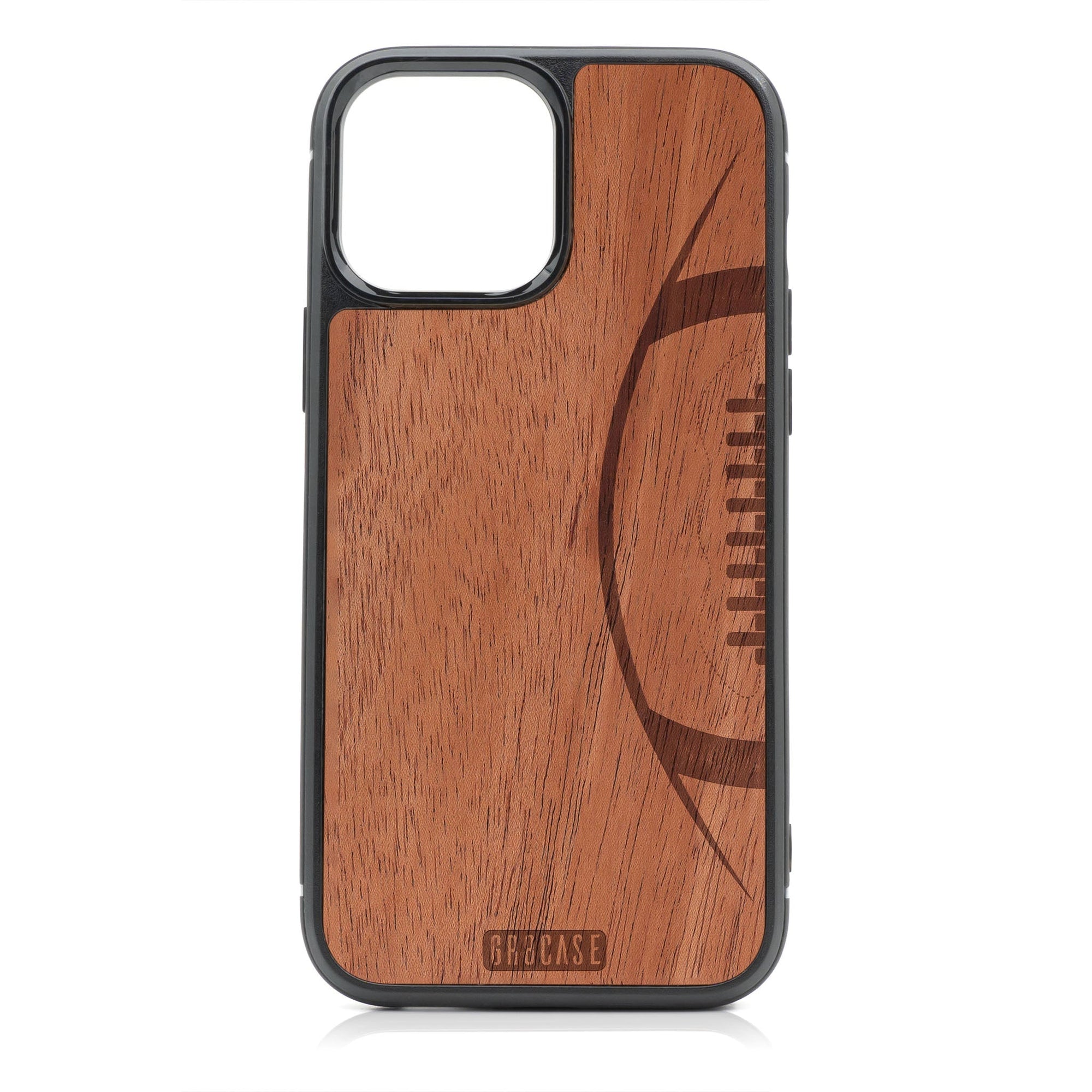 Football Design Wood Case For iPhone 15 Pro Max