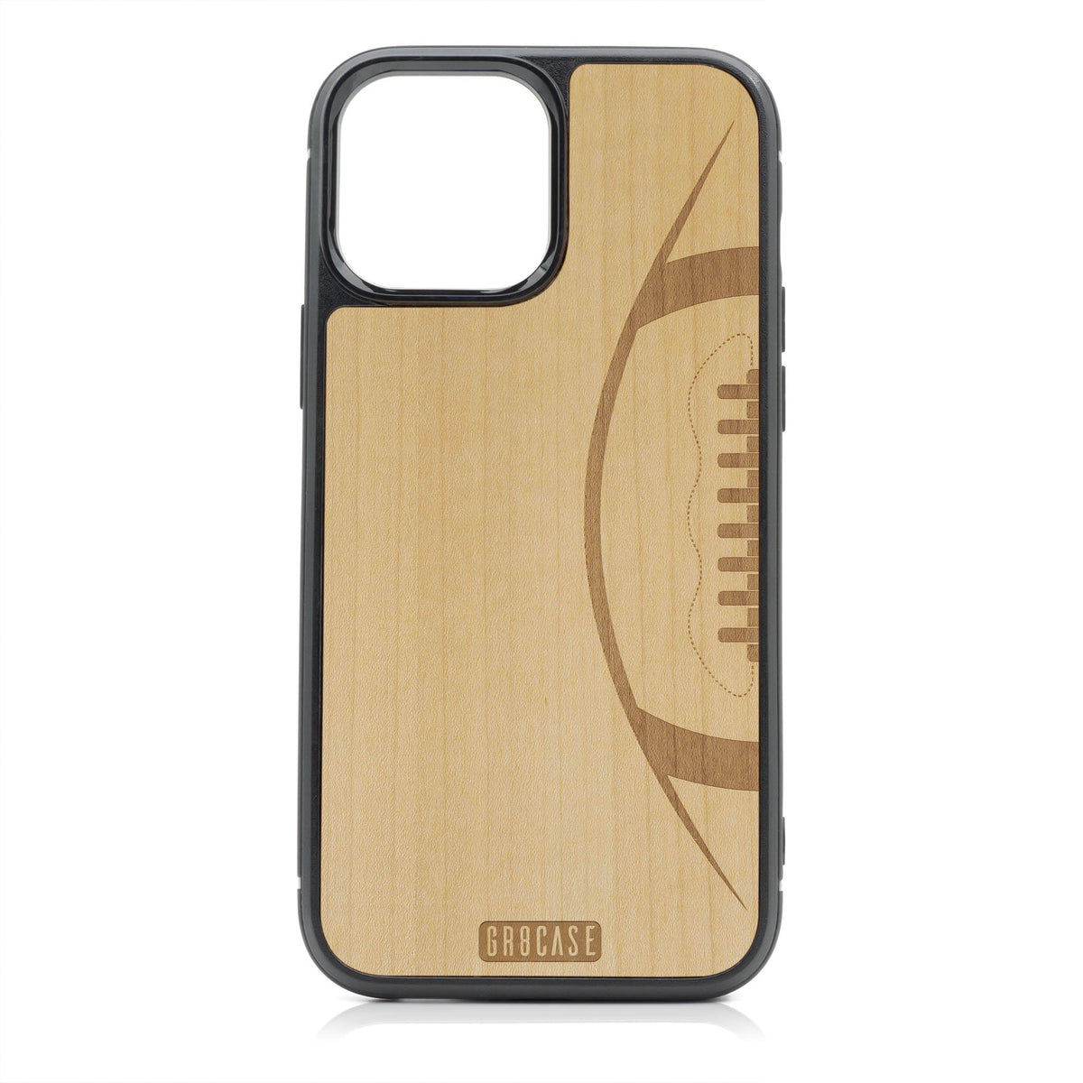 Football Design Wood Case For iPhone 14 Pro Max