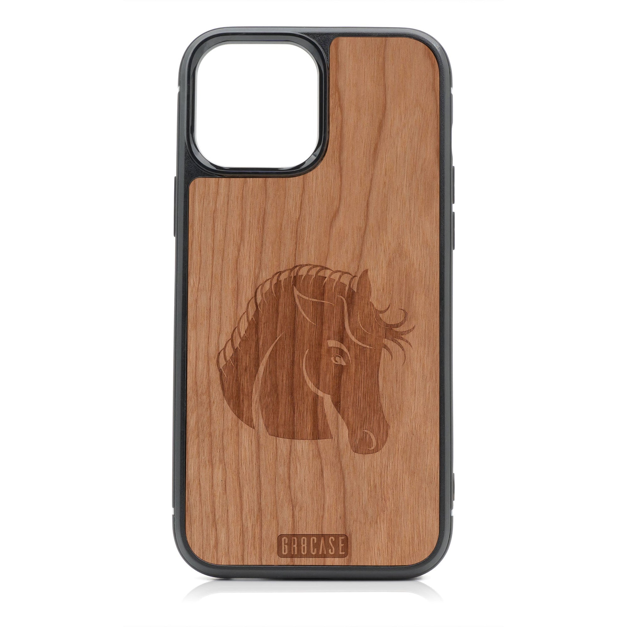 Horse Design Wood Case For iPhone 14 Pro Max