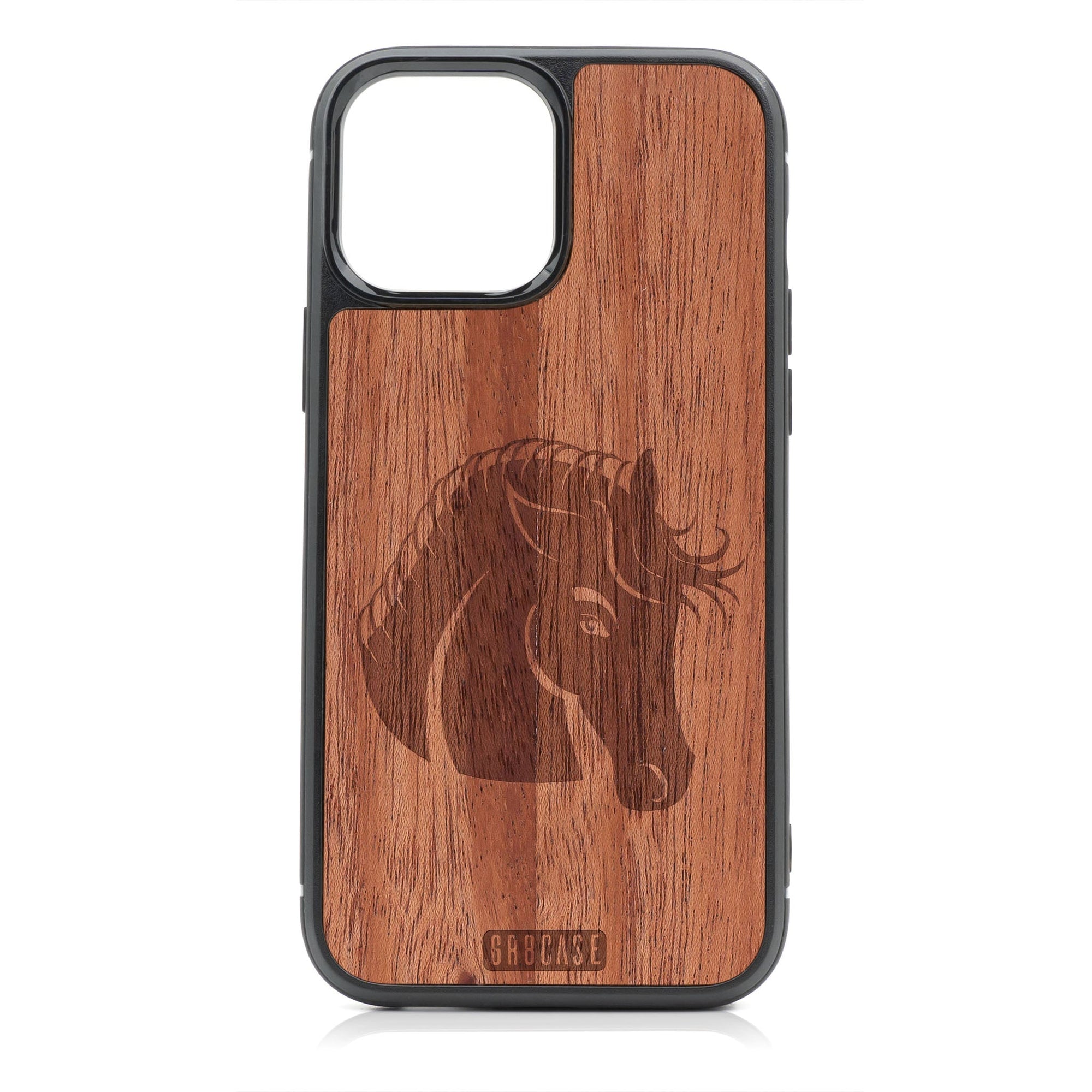 Horse Design Wood Case For iPhone 15 Pro Max