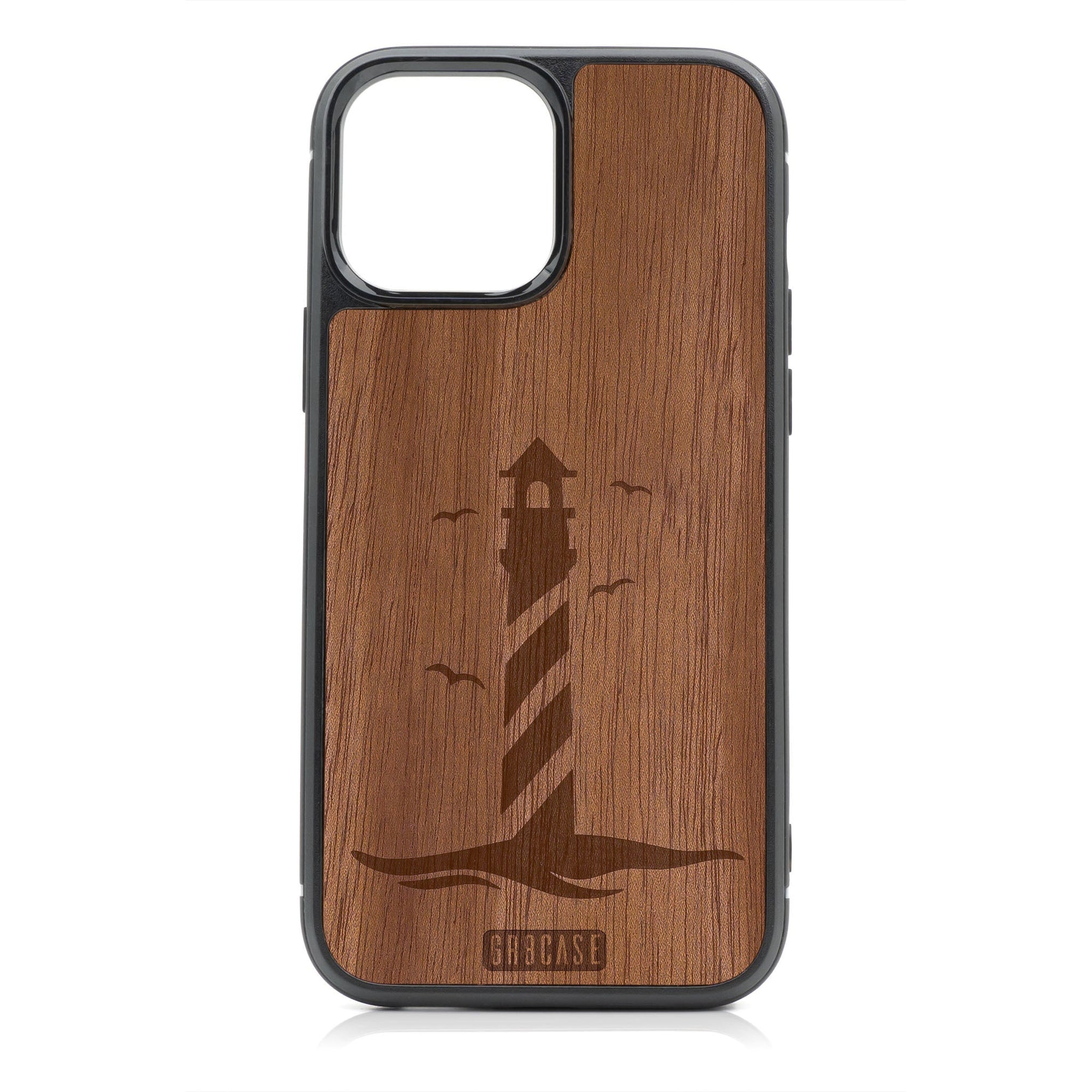 Lighthouse Design Wood Case For iPhone 15 Pro Max