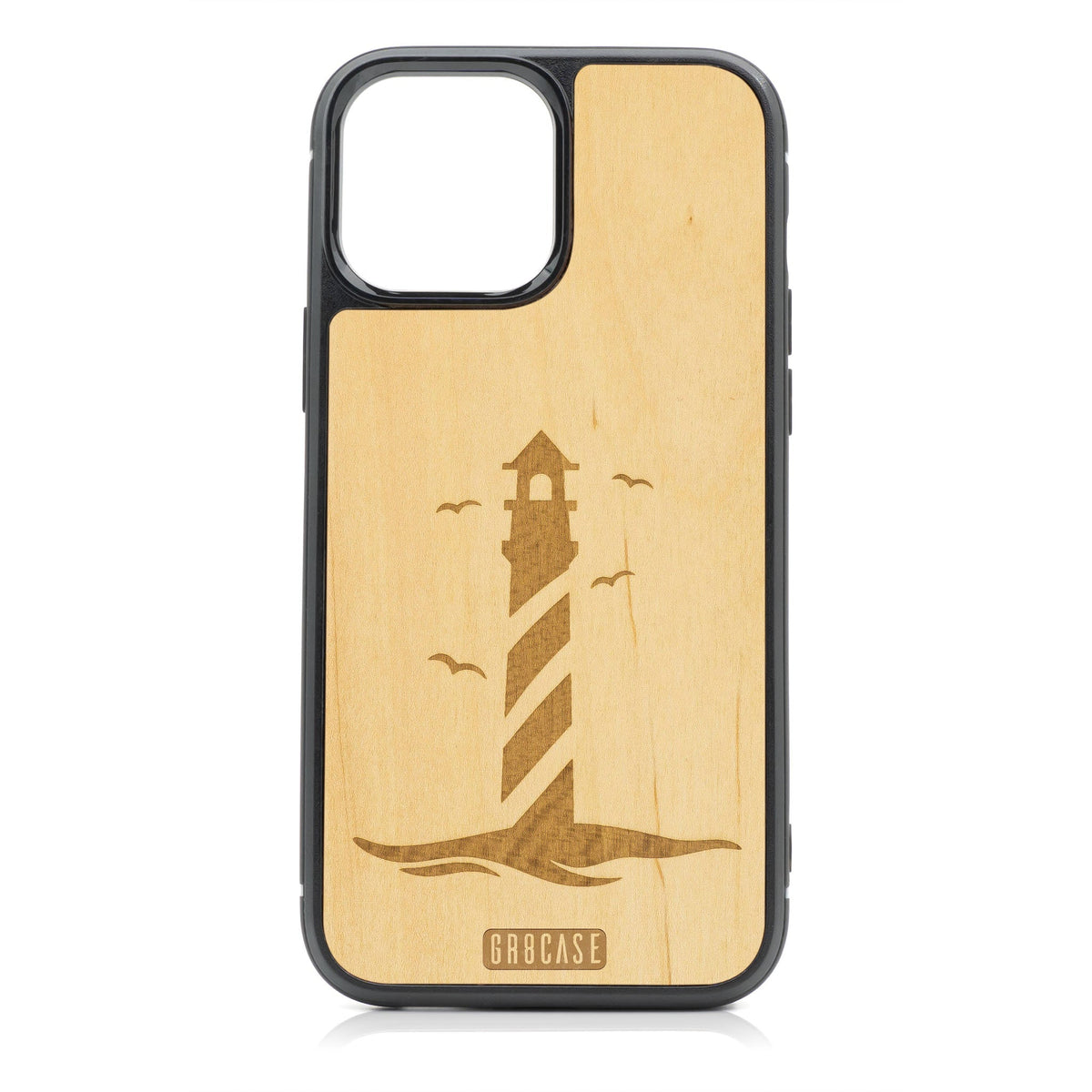 Lighthouse Design Wood Case For iPhone 15 Pro Max
