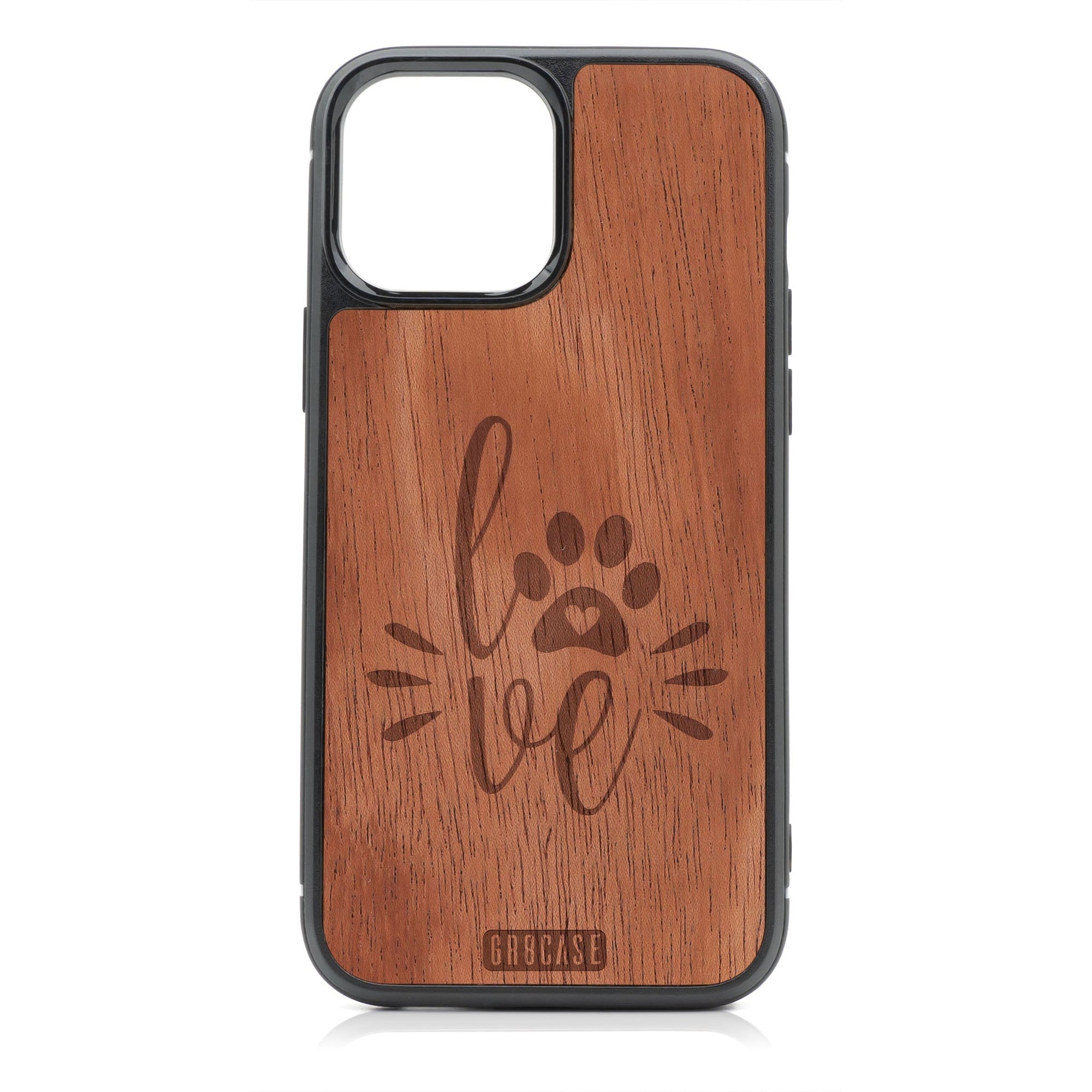 Paw Love Design Wood Case For iPhone 15 Pro Max