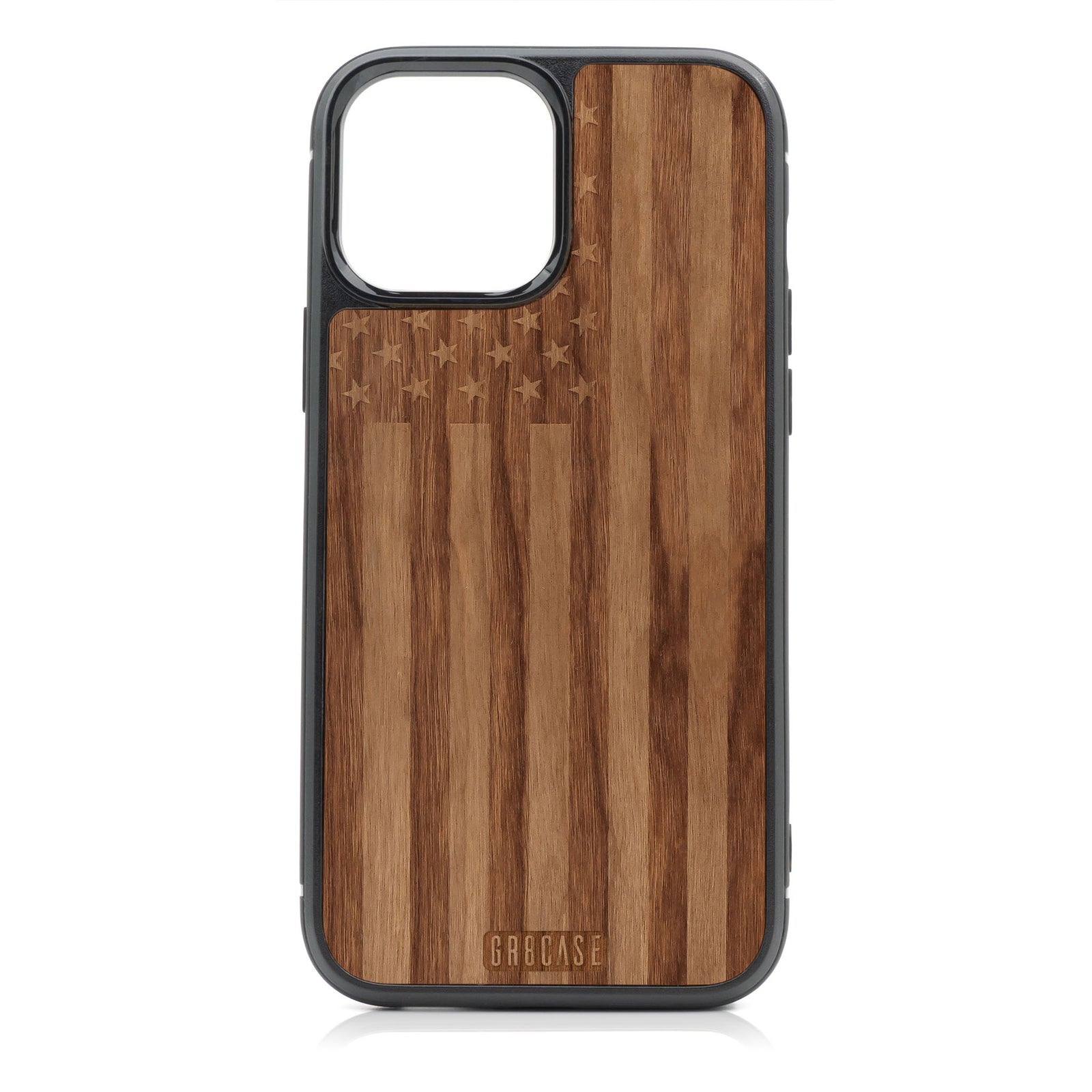 USA Flag Design Wood Case For iPhone 13 Pro Max