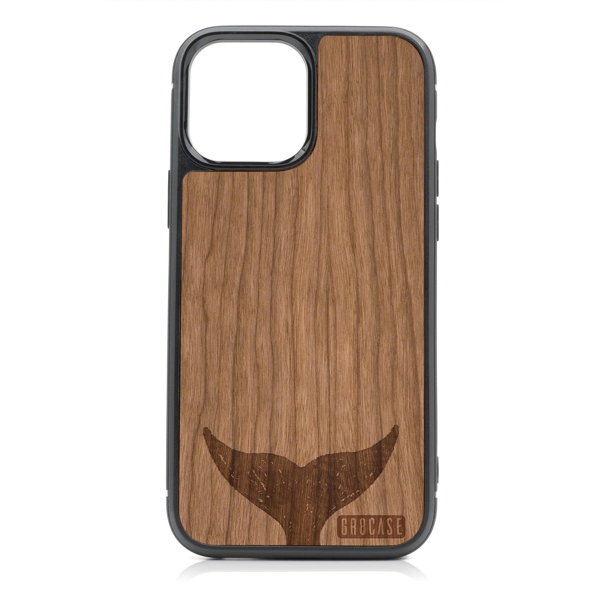 Whale Tail Design Wood Case For iPhone 15 Pro Max