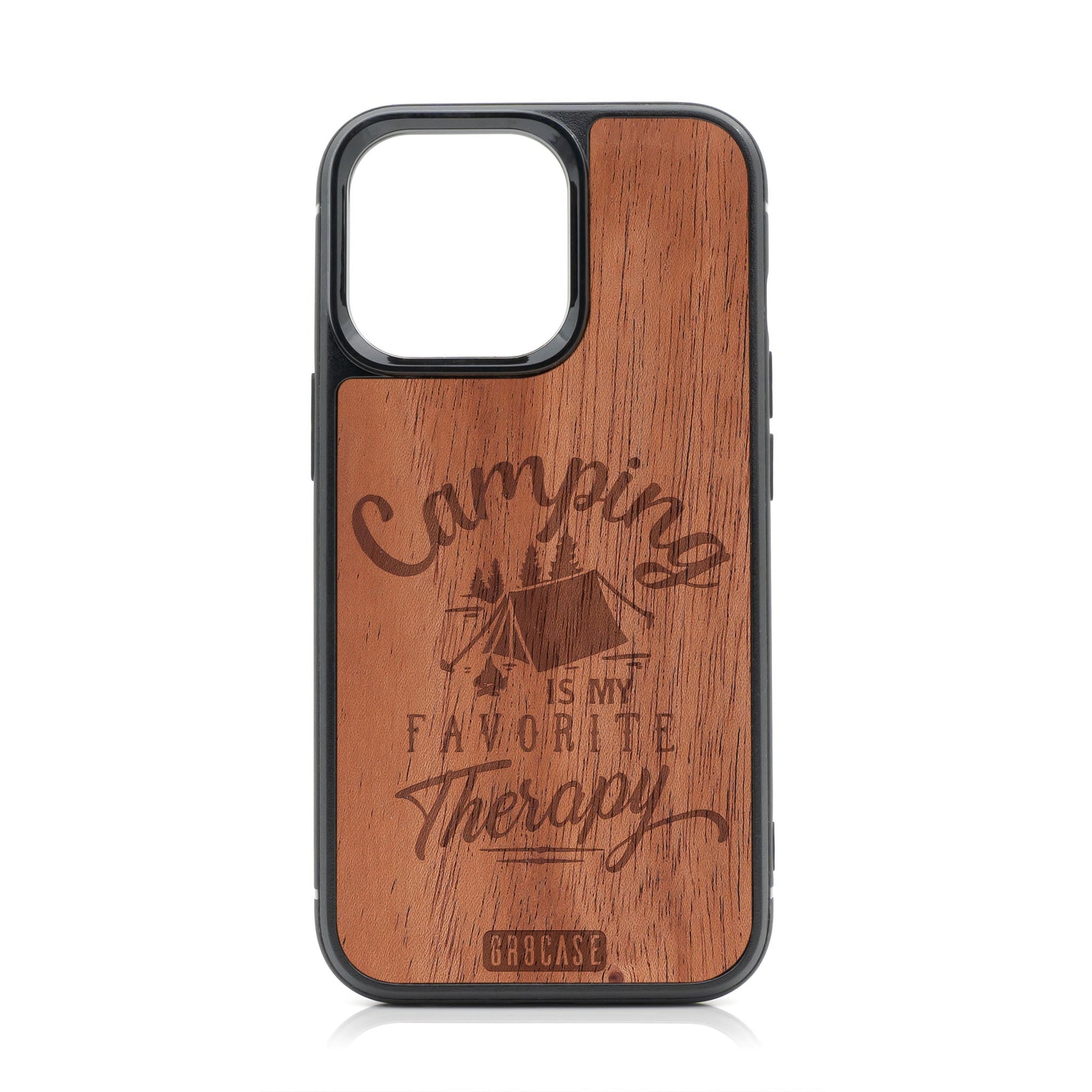 Camping Is My Favorite Therapy Design Wood Case For iPhone 14 Pro