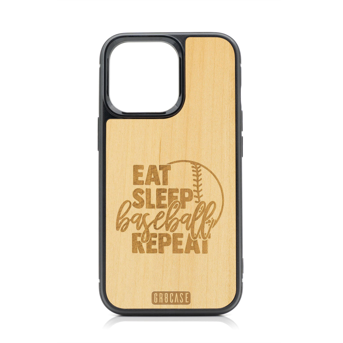 Eat Sleep Baseball Repeat Design Wood Case For iPhone 13 Pro