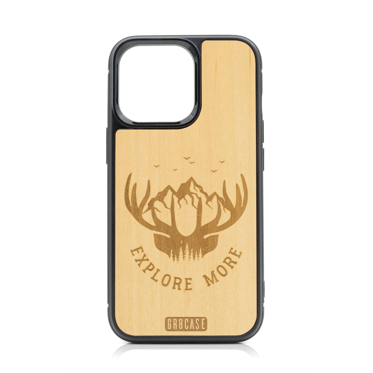 Explore More (Forest, Mountain &amp; Antlers) Design Wood Case For iPhone 15 Pro