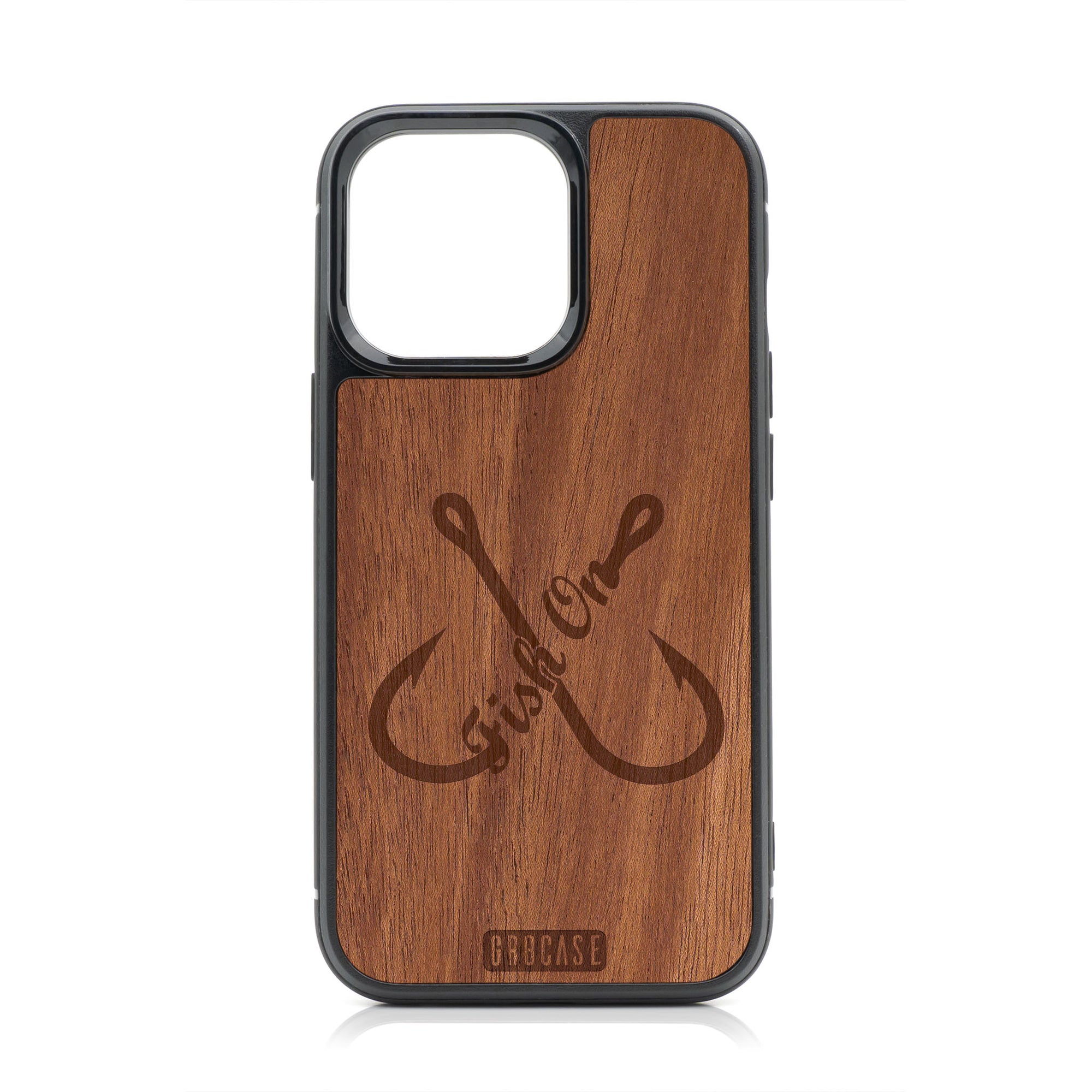 Fish On (Fish Hooks) Design Wood Case For iPhone 13 Pro