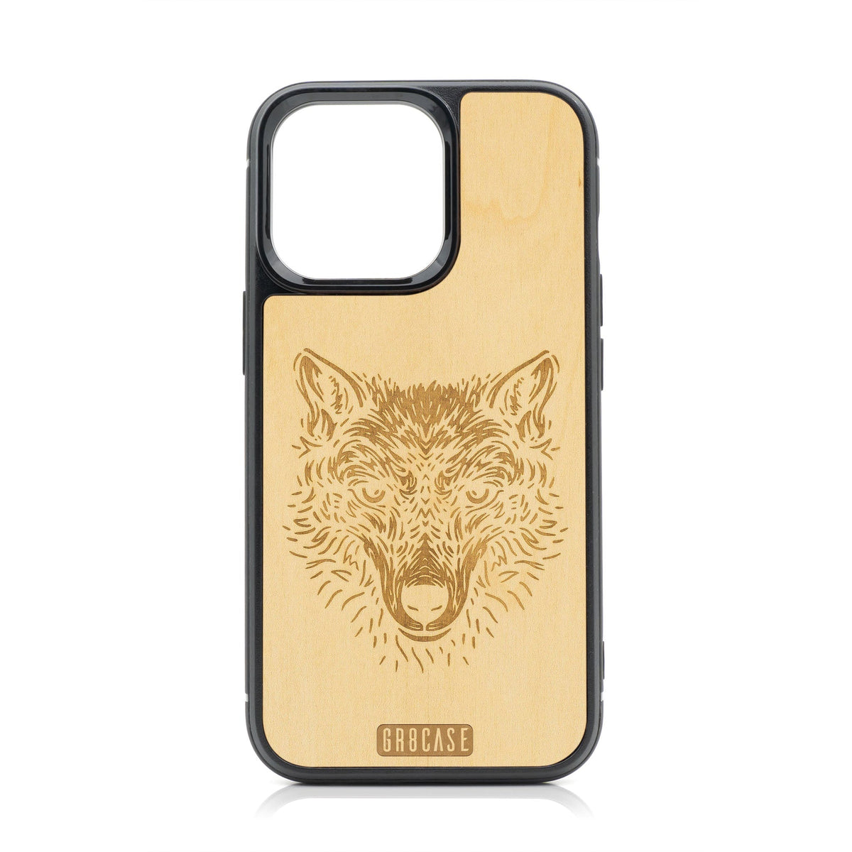 Furry Wolf Design Wood Case For iPhone 15 Pro