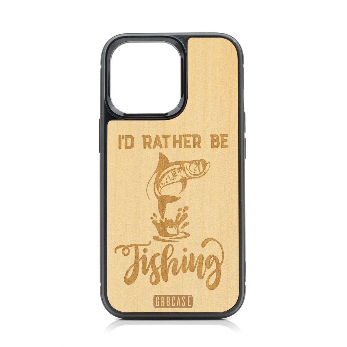 I&#39;D Rather Be Fishing Design Wood Case For iPhone 15 Pro