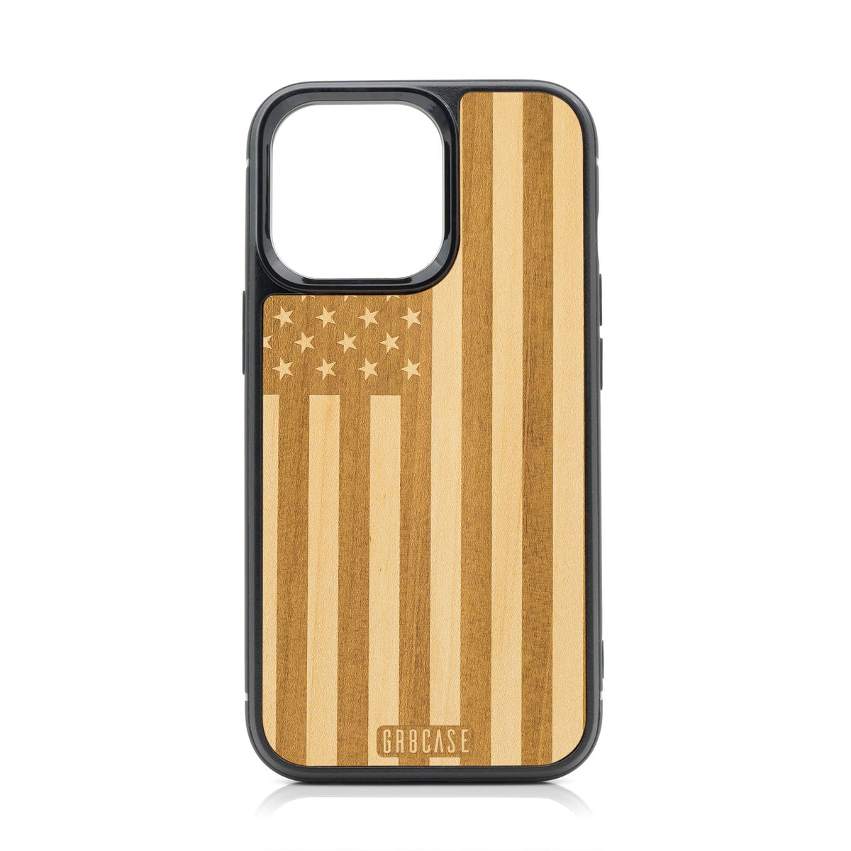 USA Flag Design Wood Case For iPhone 14 Pro