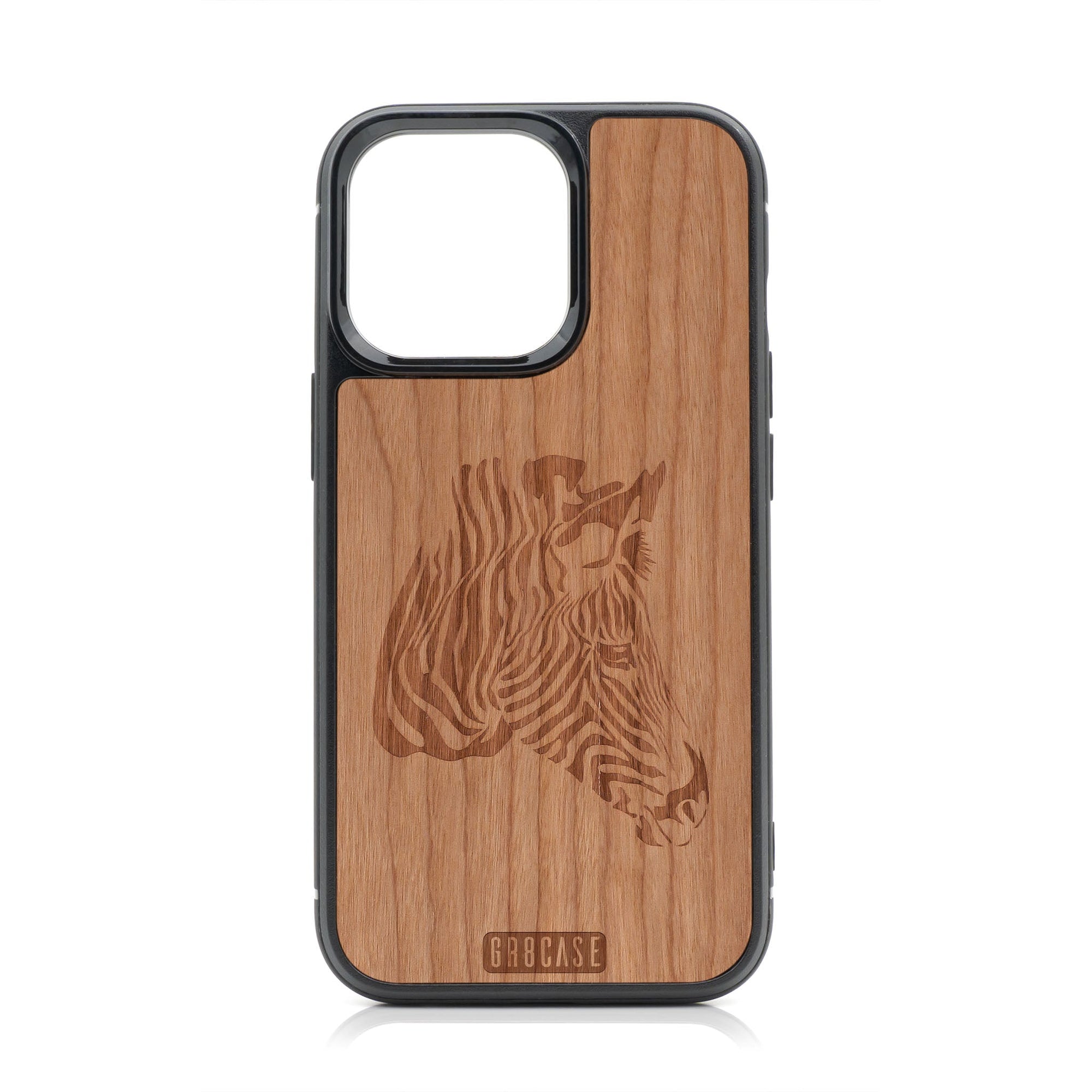 Zebra Design Wood Case For iPhone 14 Pro